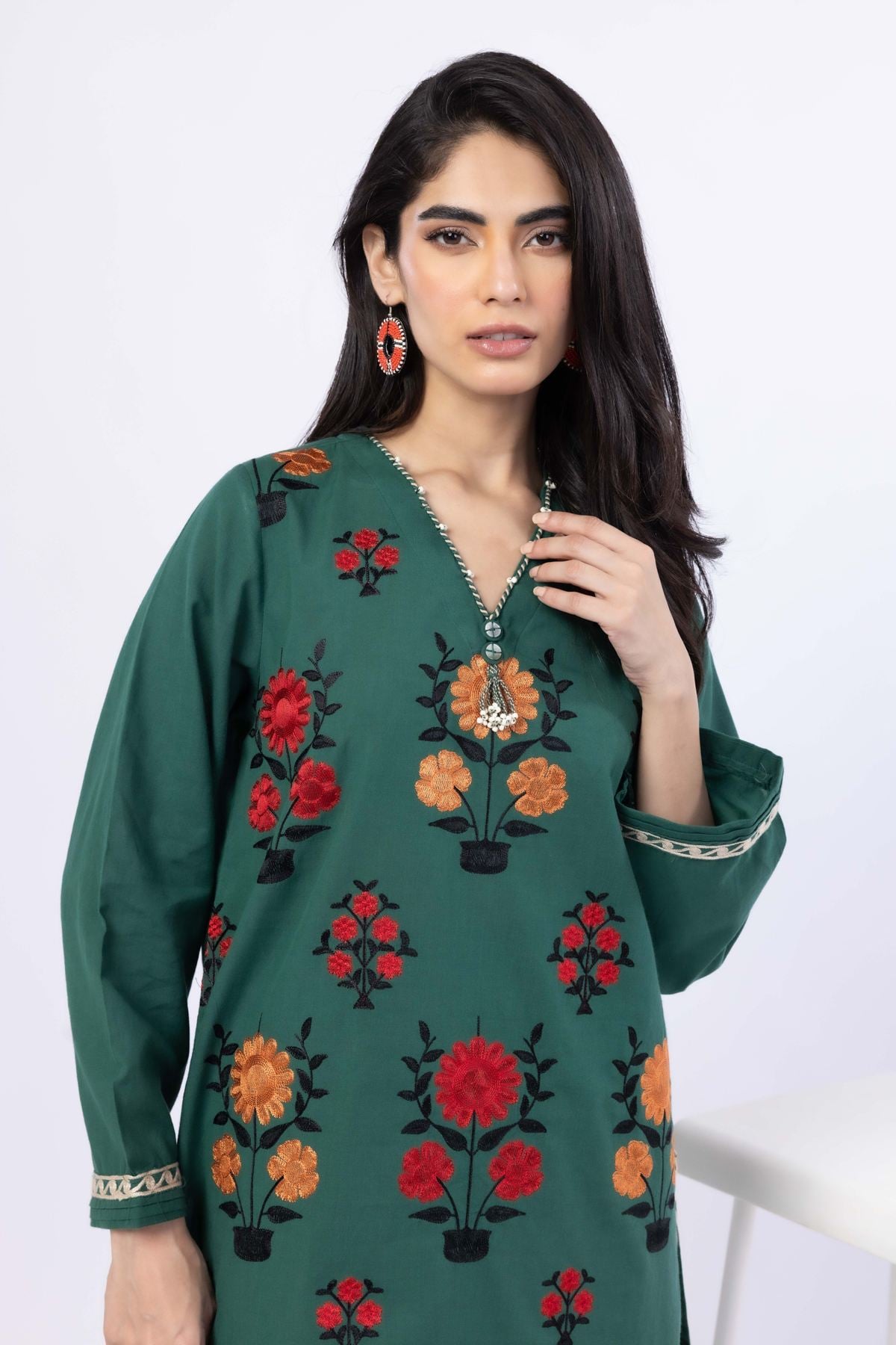 Embroidered Handwoven Cotton Kurta - 25-09-11E5-03TA-VG