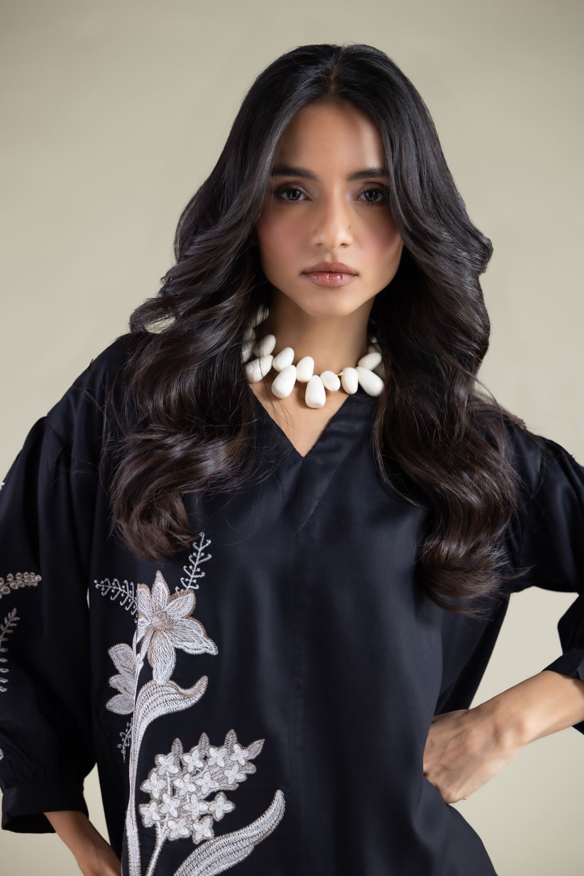 Embroidered Viscose Blouse - 6-26-105-A-F-VG