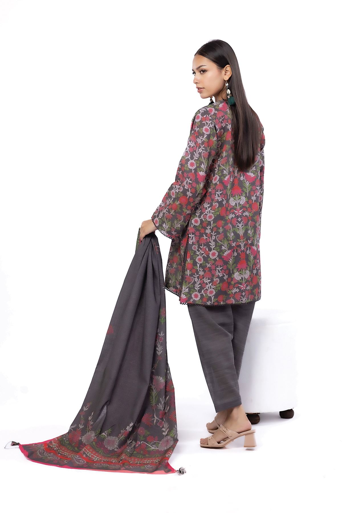Printed Khaddar Fabrics 3 Piece - LKN72B-VG
