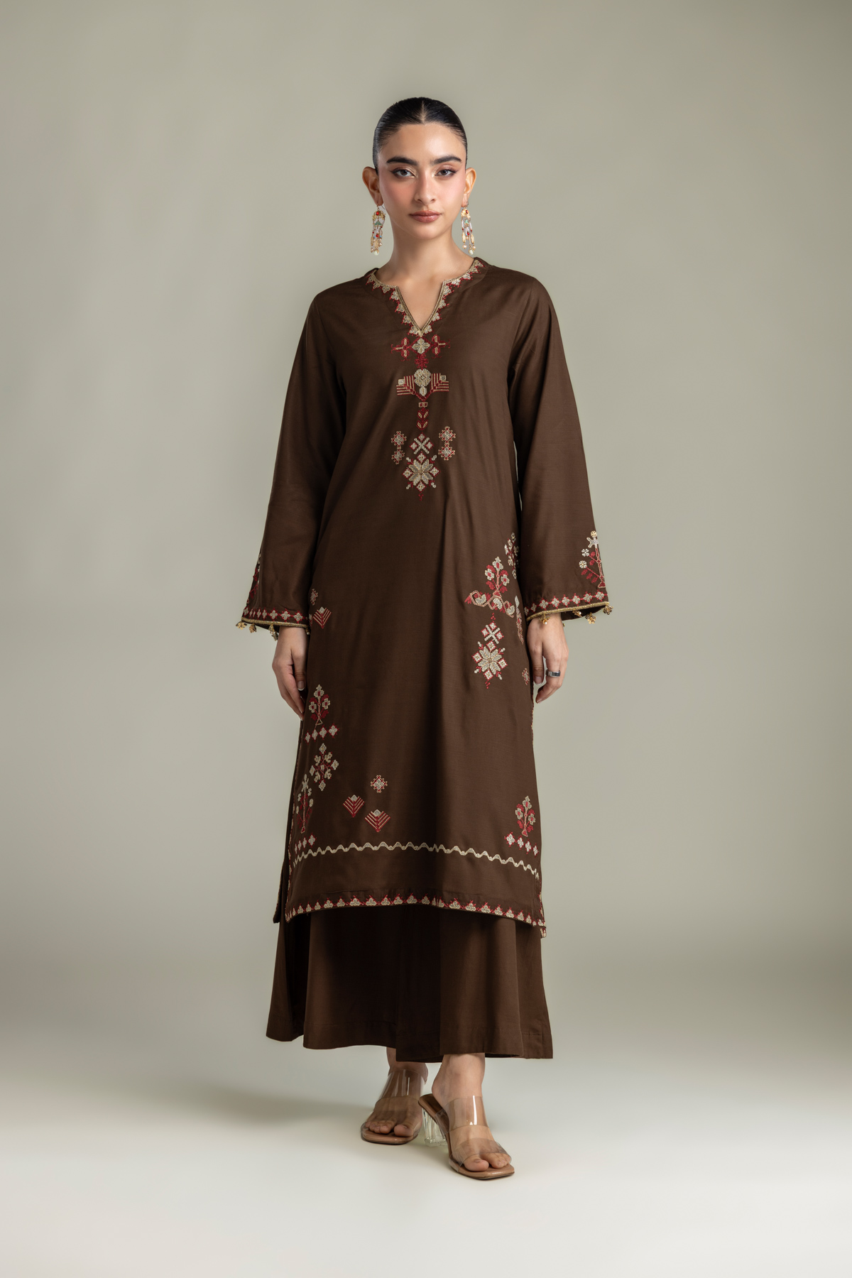 Embroidered Raw Silk Embroidered Silk Kurta - 2-26-418-A-H1-VG
