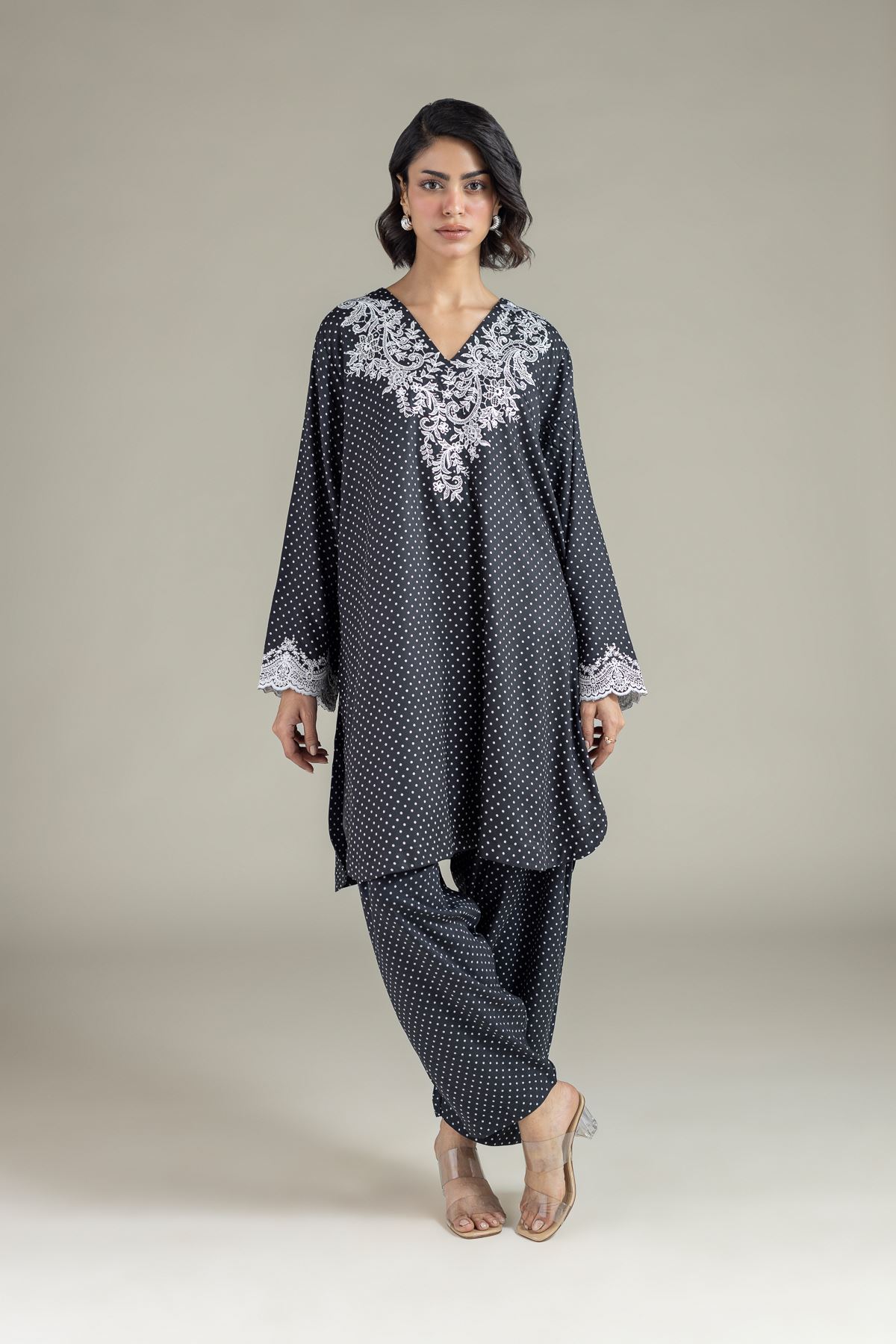 Printed Marina Polka Dot Shalwar - 25-10-11E6-05TB-VG