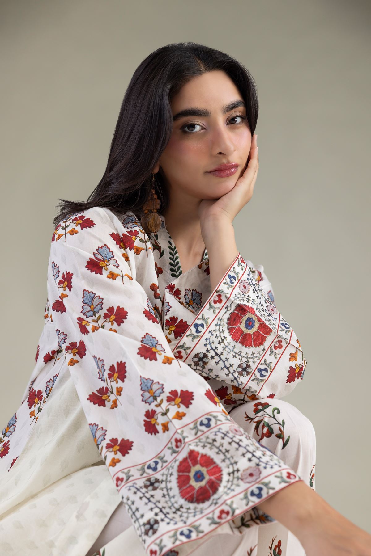 Printed Cambric White Cambric Kurta - 1-26-314-B-A1-VG