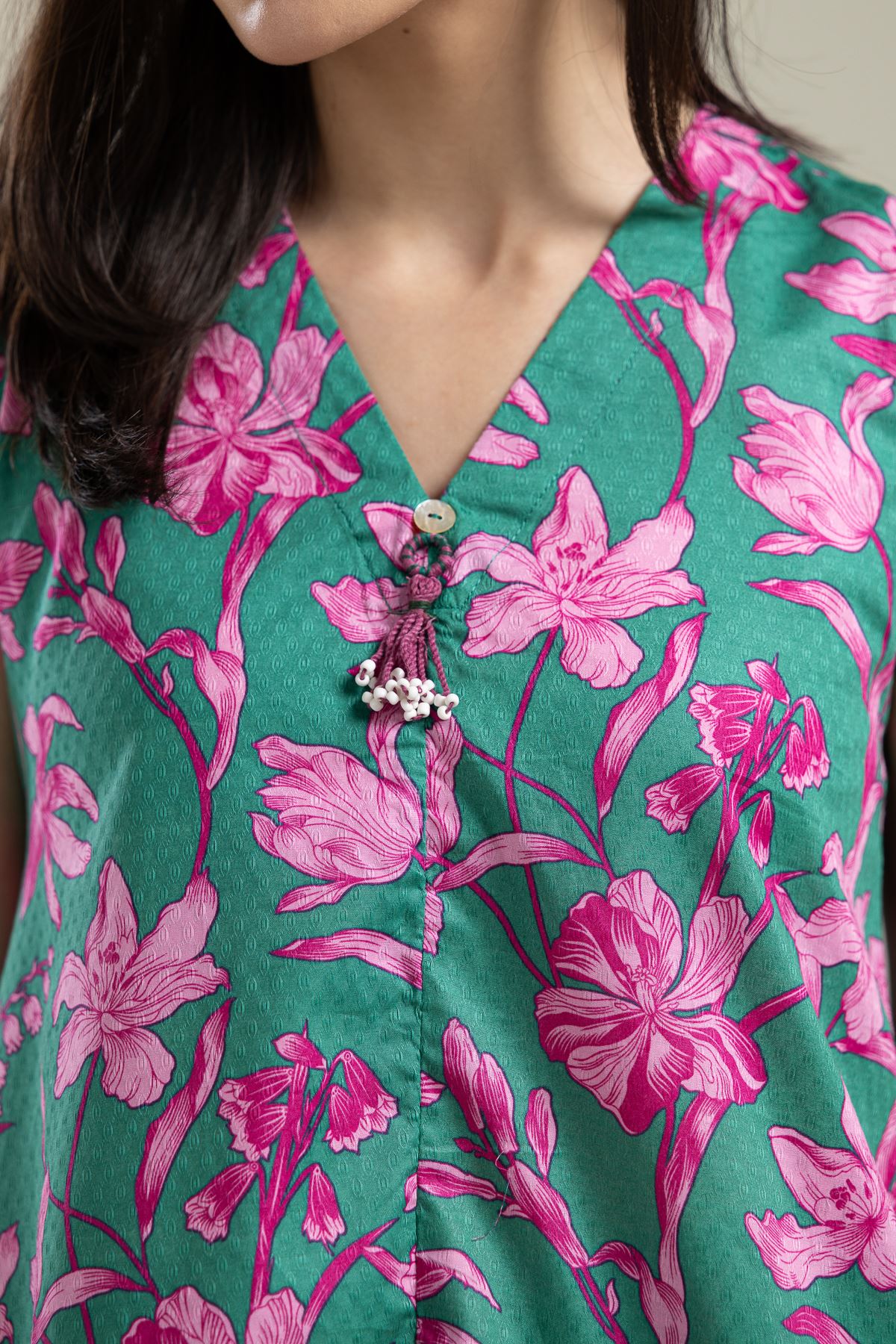 Printed Cotton Dobby Sleeveless Cotton Kurta - 2-26-202-A-A-VG