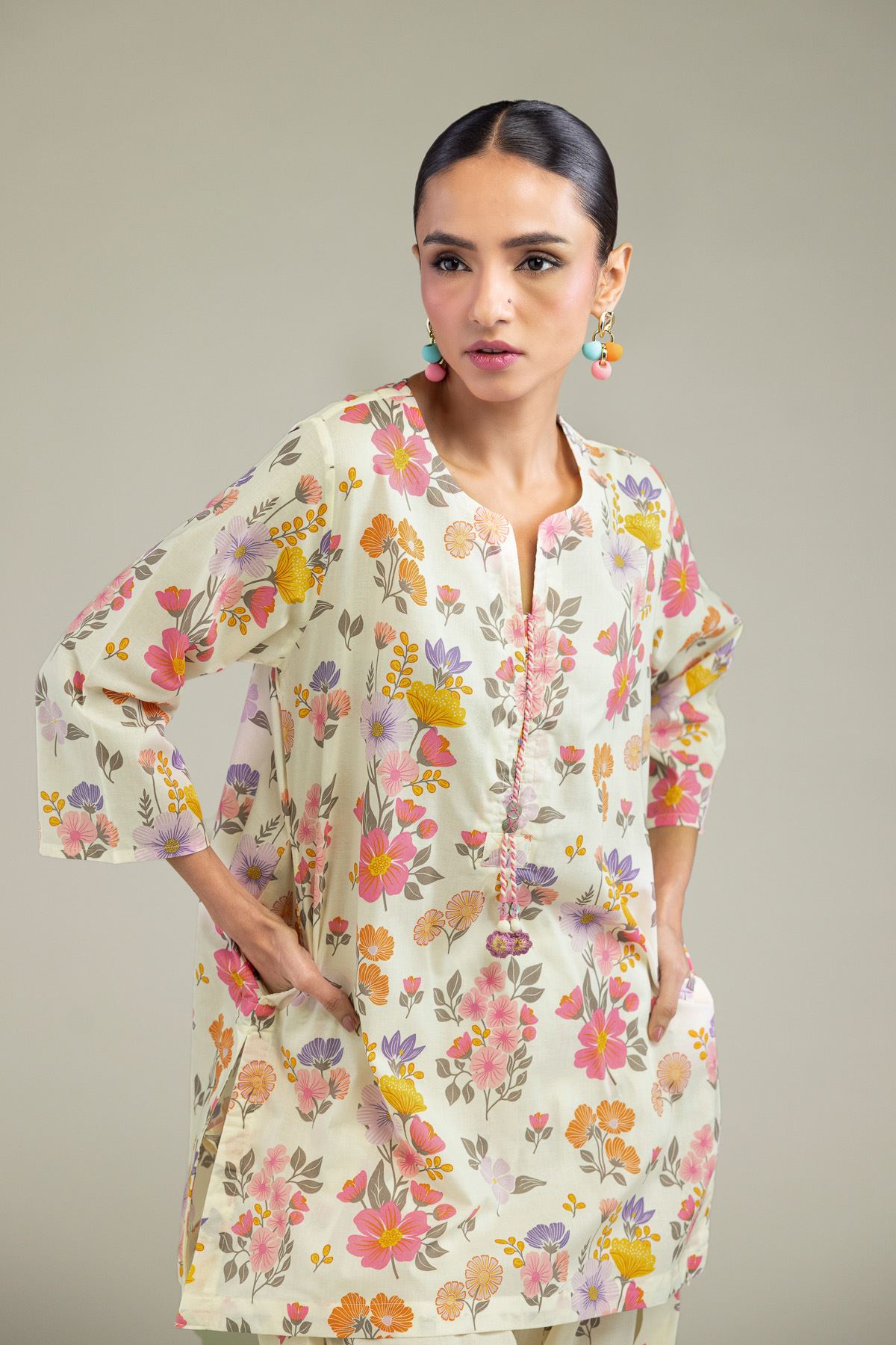 Printed Cambric Short Cambric Kurta - 1-26-206-A-F1-VG