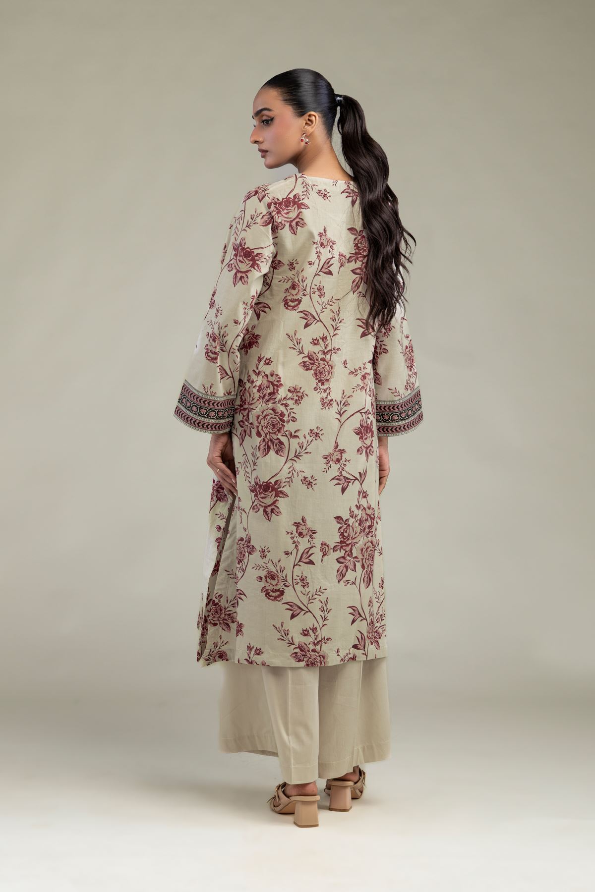 Printed Cambric Cambric Longline Kurta - 2-26-301-B-F1-VG