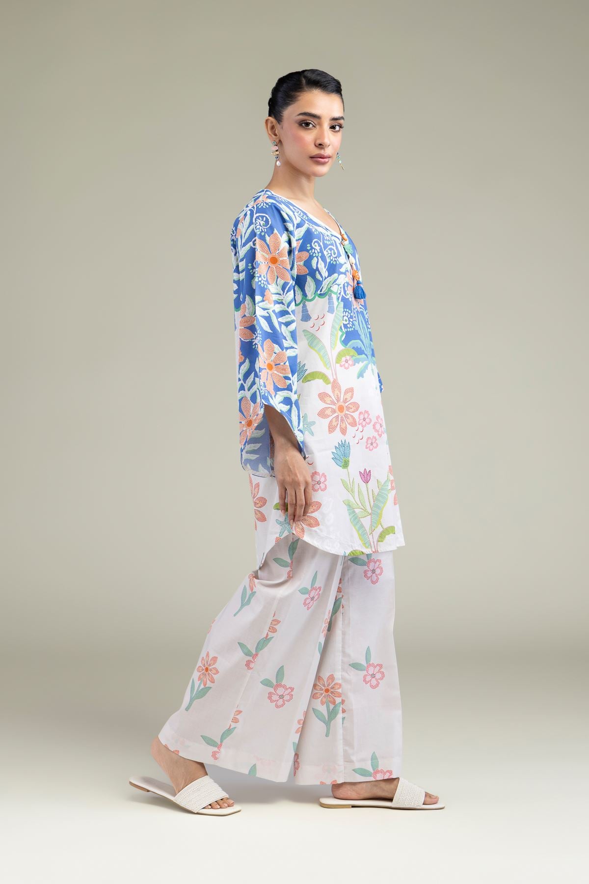 Printed Cambric Floral Summer Pants - 1-26-202-A-I1-VG