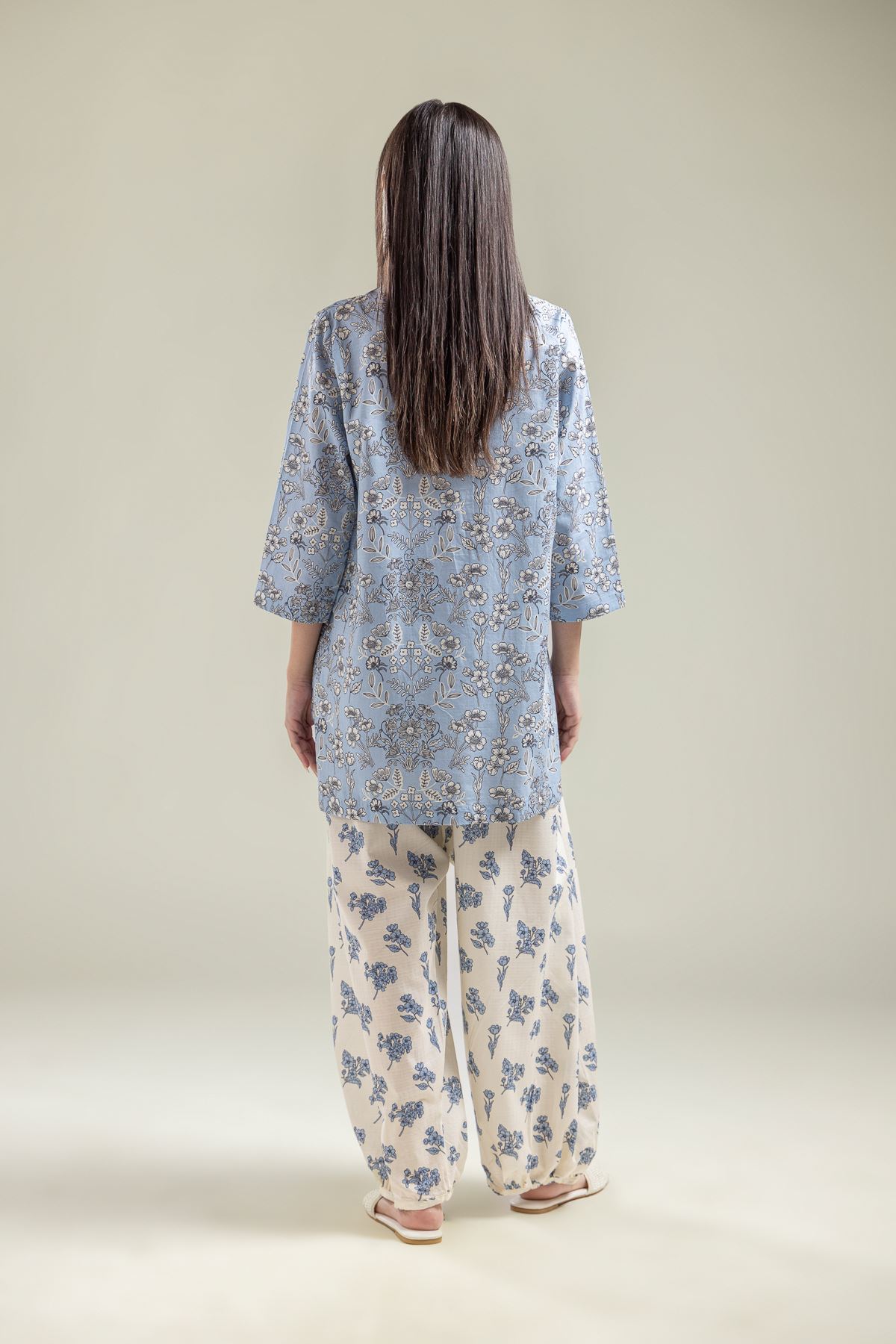 Printed Cotton Dobby Round-Neck Cotton Kurta - T-A112-26-104EJ1-VG