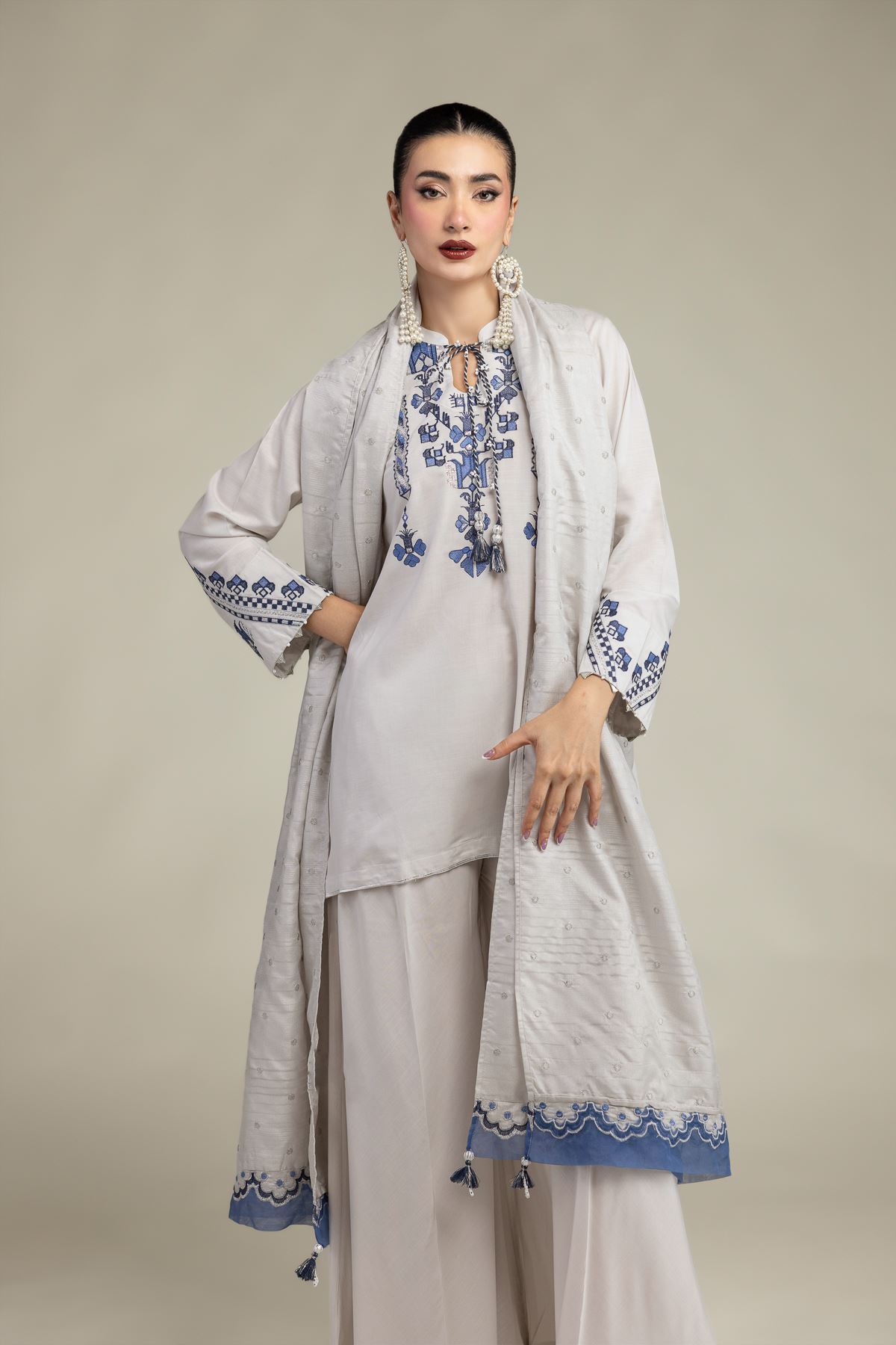 Embroidered Polyester Silk Embroidered Silk Dupatta - 2-26-207-A-C1-VG