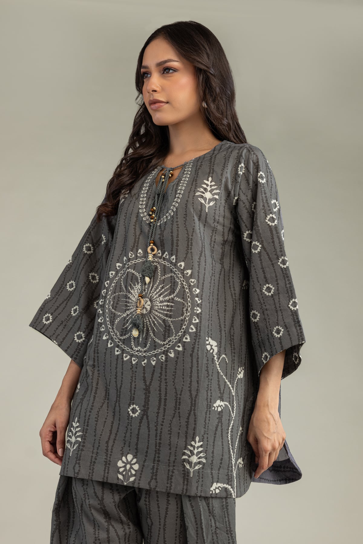 Printed Cotton Dobby Gray Cotton Kurta - 1-26-220-C-I1-VG