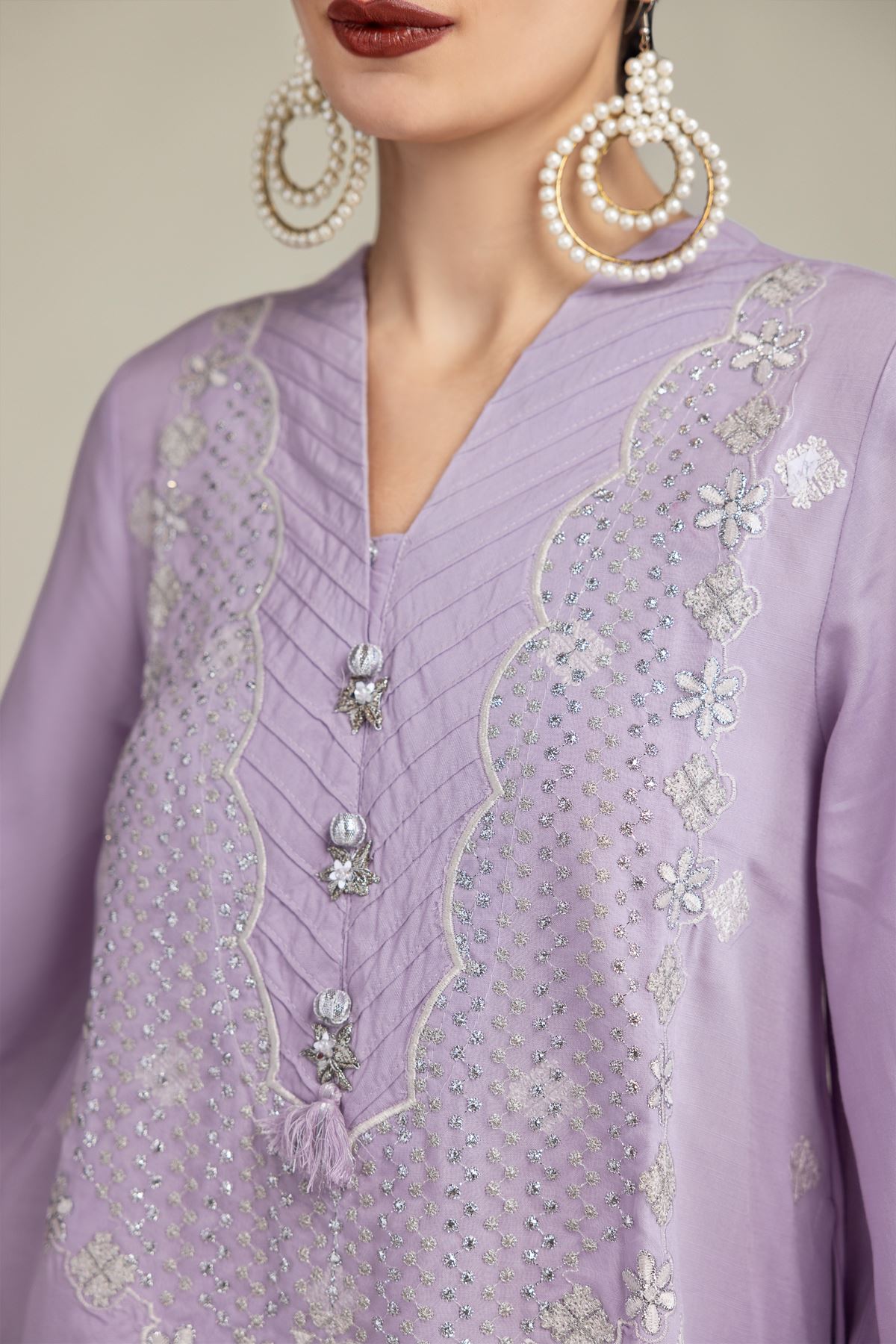 Embroidered Raw Silk Long Embroidered Kurta - T-A11-26-106FG1-VG