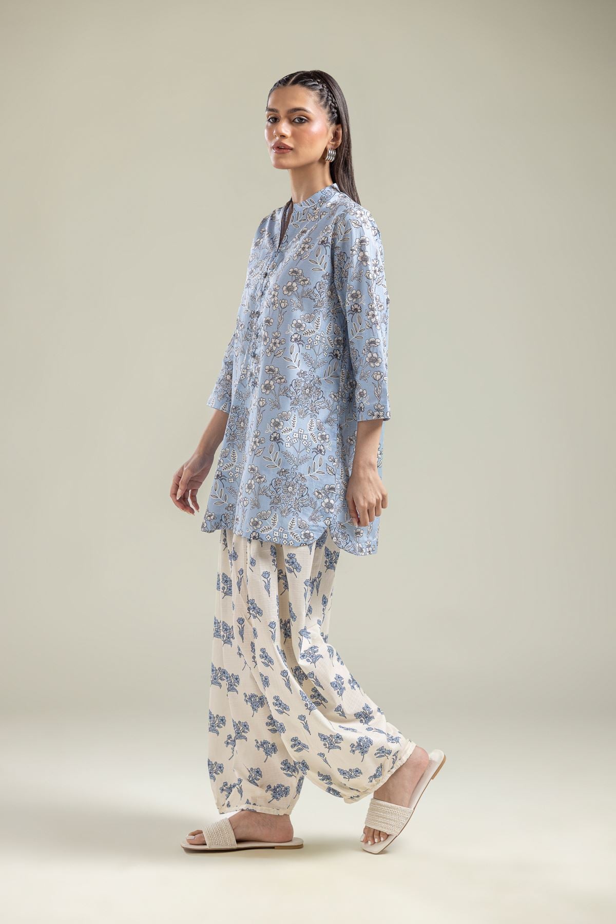 Printed Cotton Dobby Floral Cotton Shalwar - 1-26-135-A-E-VG
