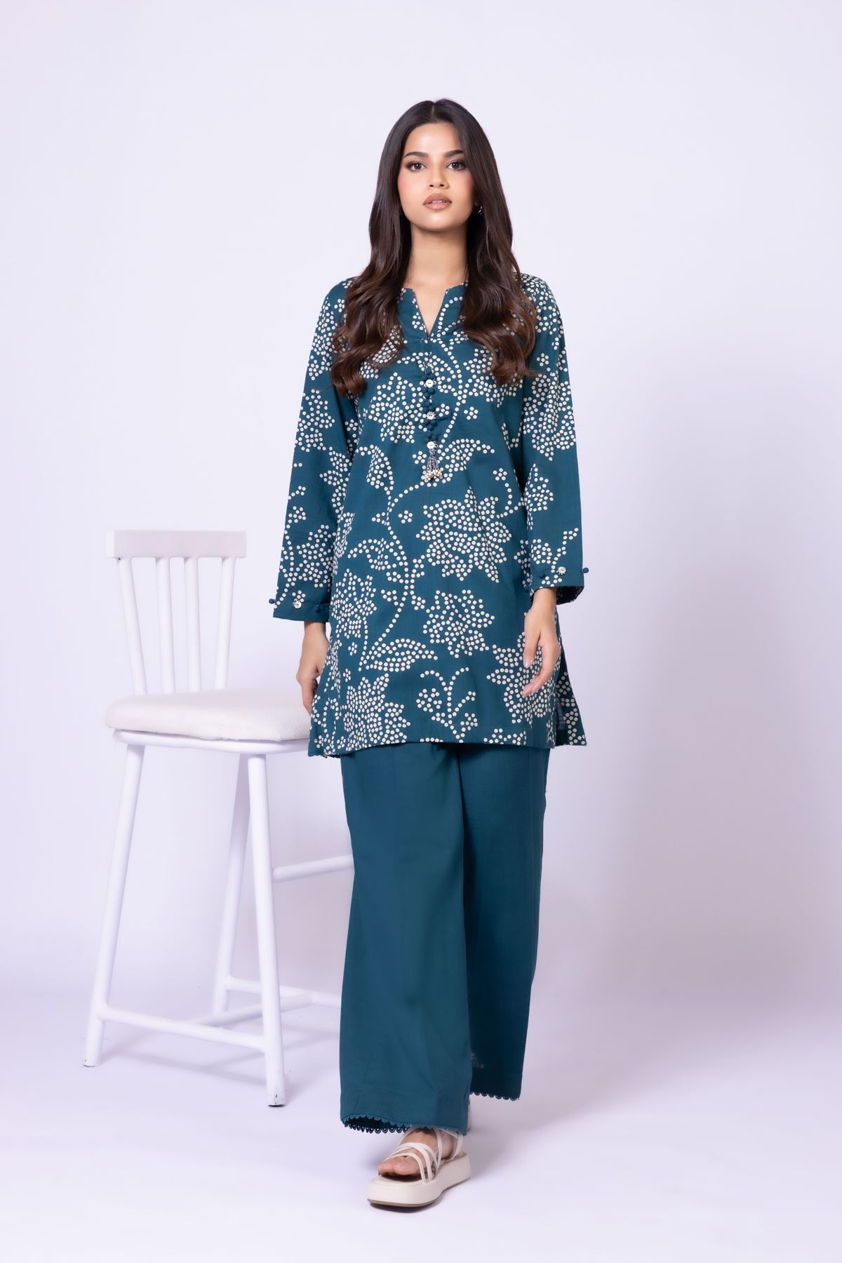 Printed Heavy Textured Cotton Kurta - OTD4-EX23-05TA-VG