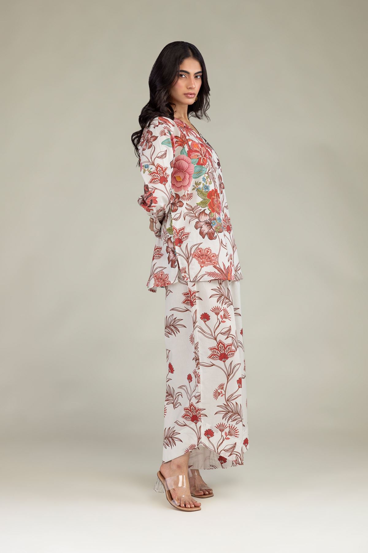 Printed Cambric Floral Cambric Trousers - 1-26-224-B-D1-VG