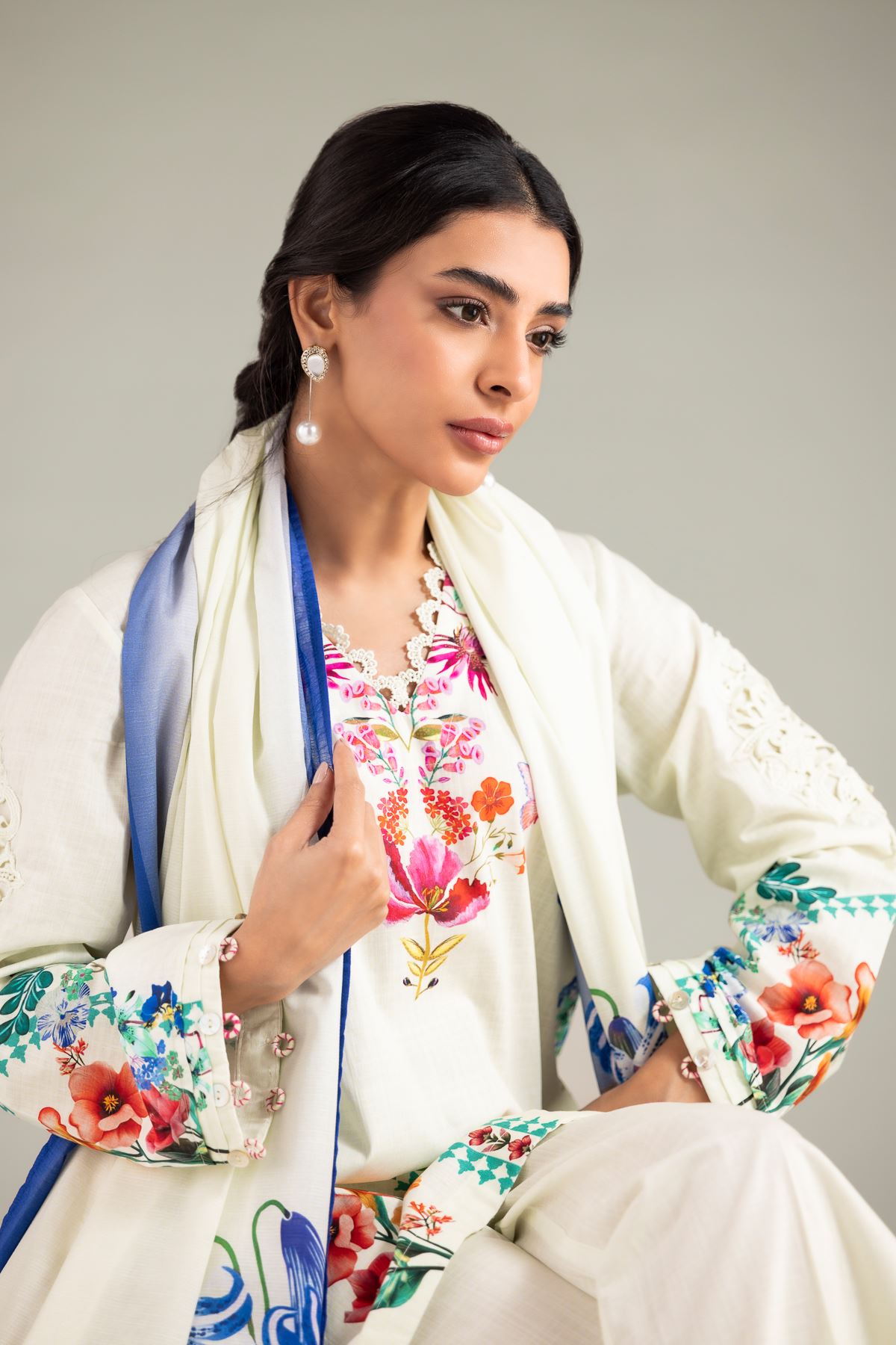 Printed Textured Lawn Dupatta - 1-26-130-A-H-VG