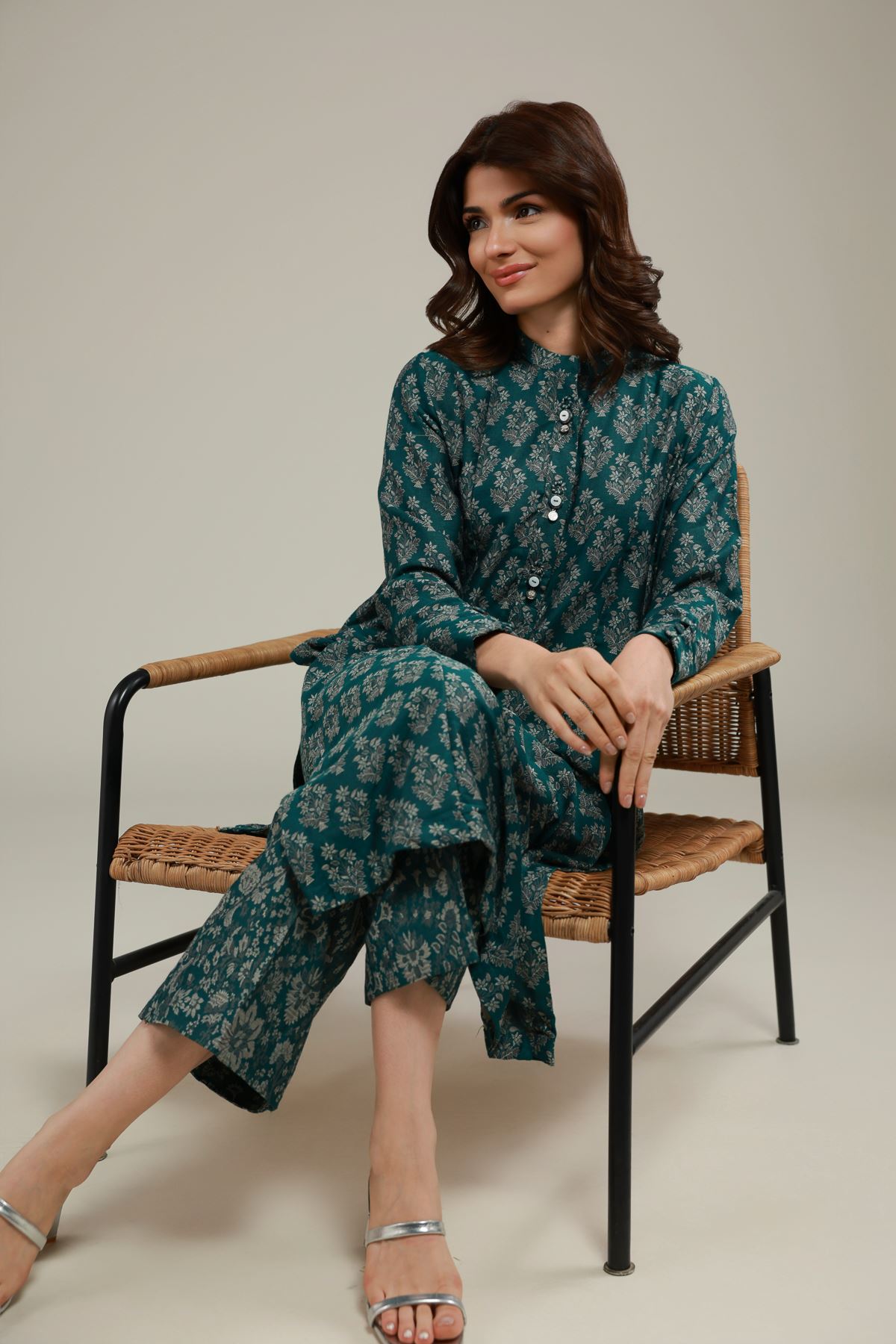 Dyed Jacquard Kurta - 25-04E43-01TB-VG
