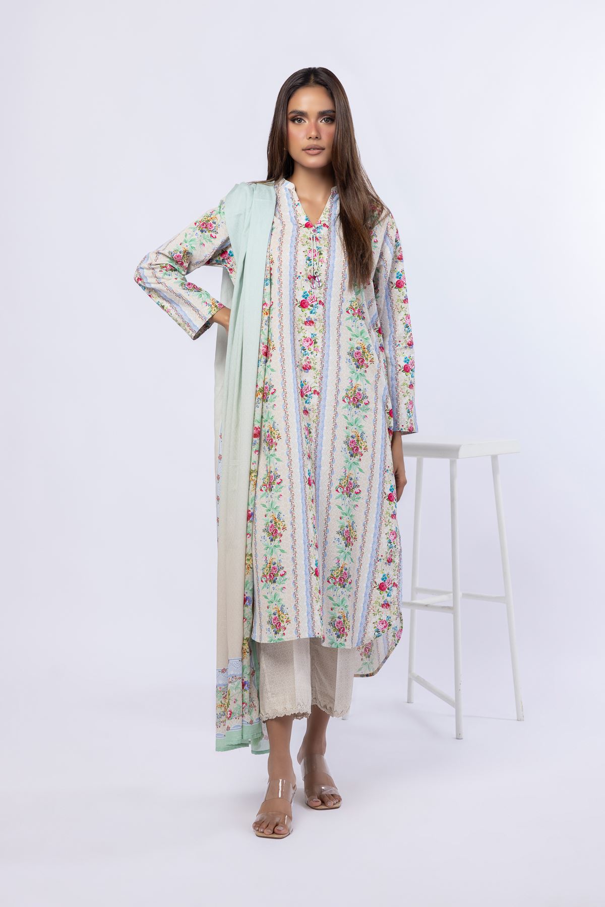 Printed Cotton Square Dupatta - 25-08-8E5-04TA-VG