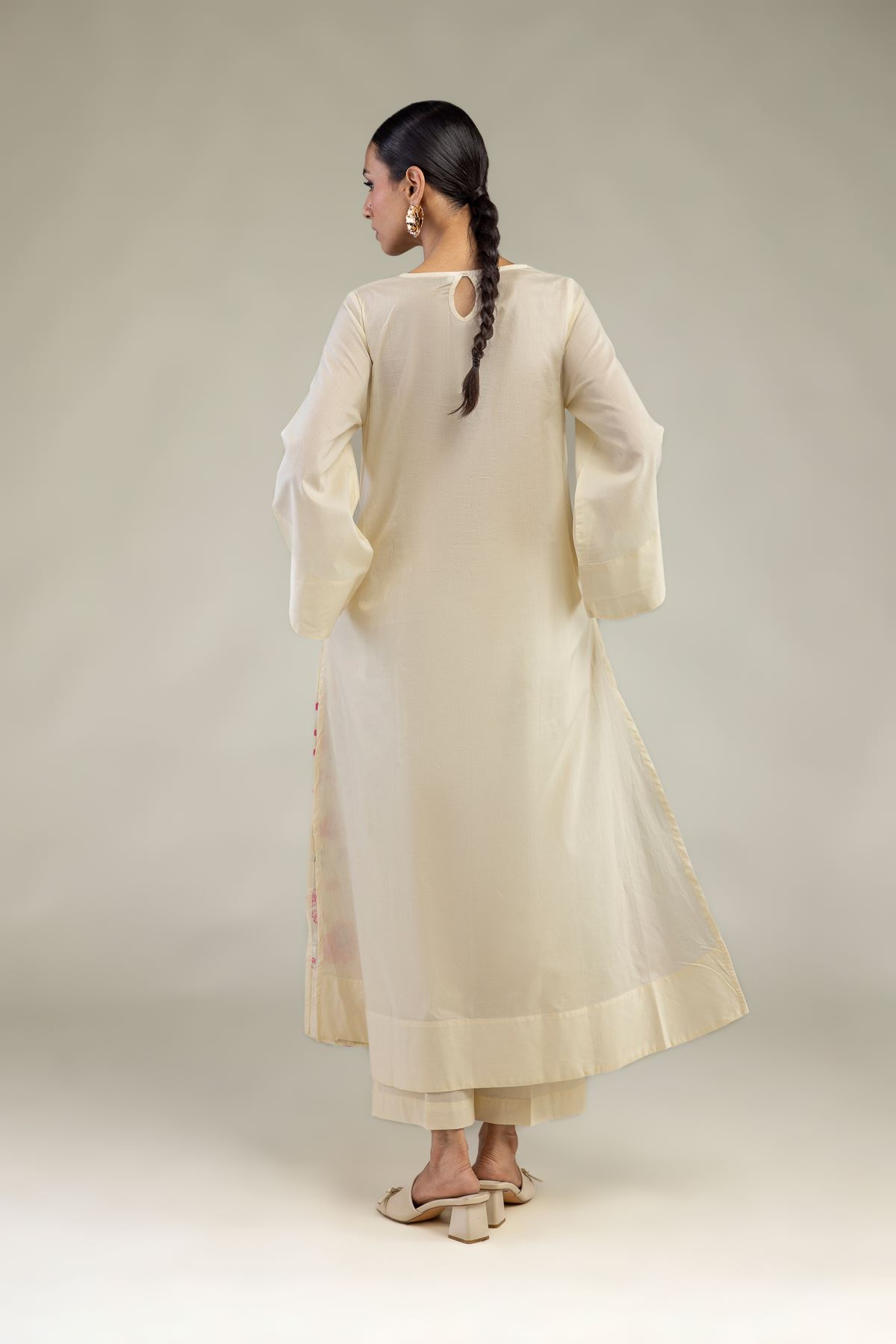 Embroidered Cambric Long Floral Kurta - 1-26-327-A-J1-VG