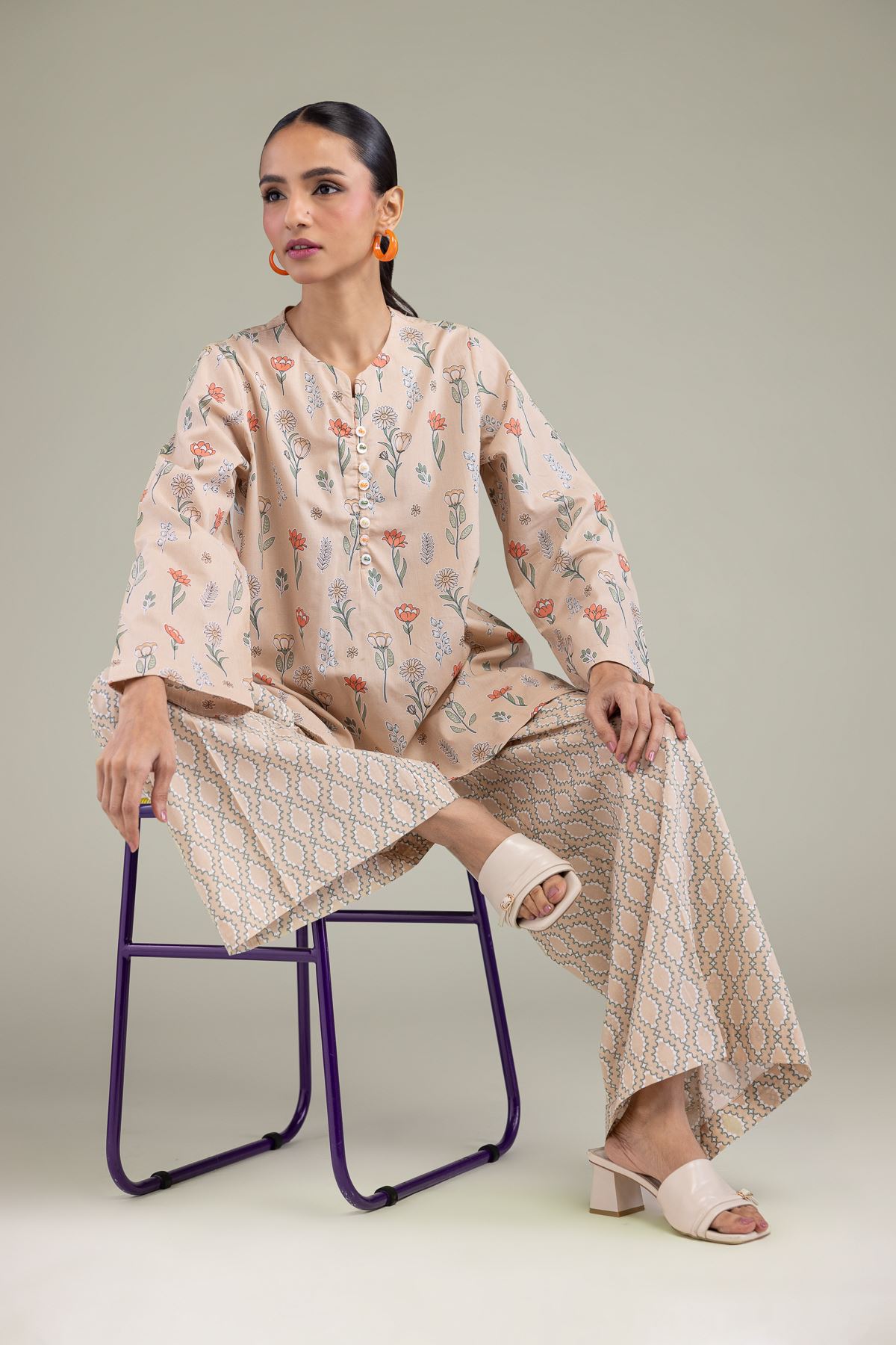 Printed Cambric Floral Cambric Kurta - T-A11-26-114FD1-VG