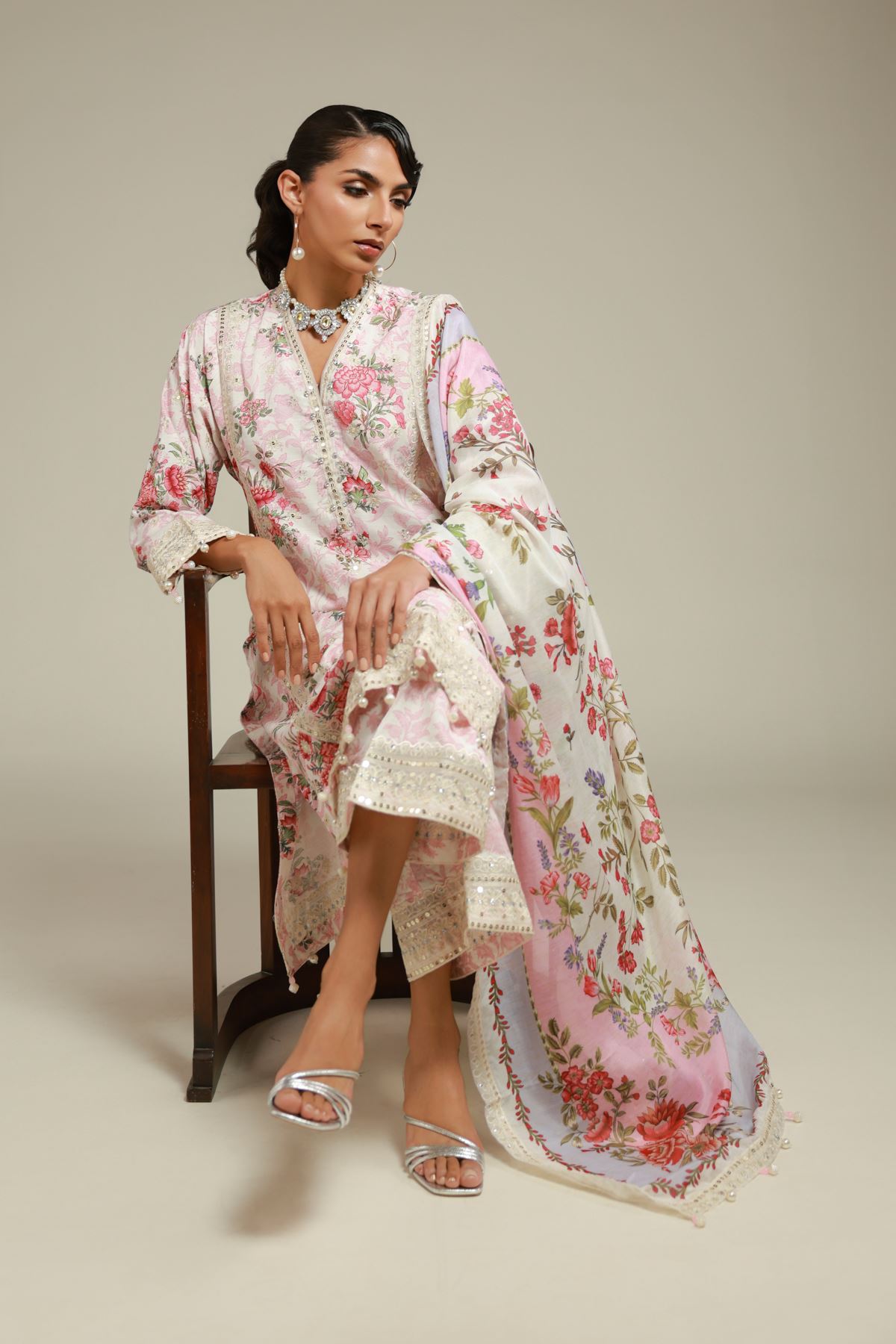 Embroidered Raw Silk Kurta - 1-26-102-A-D-VG