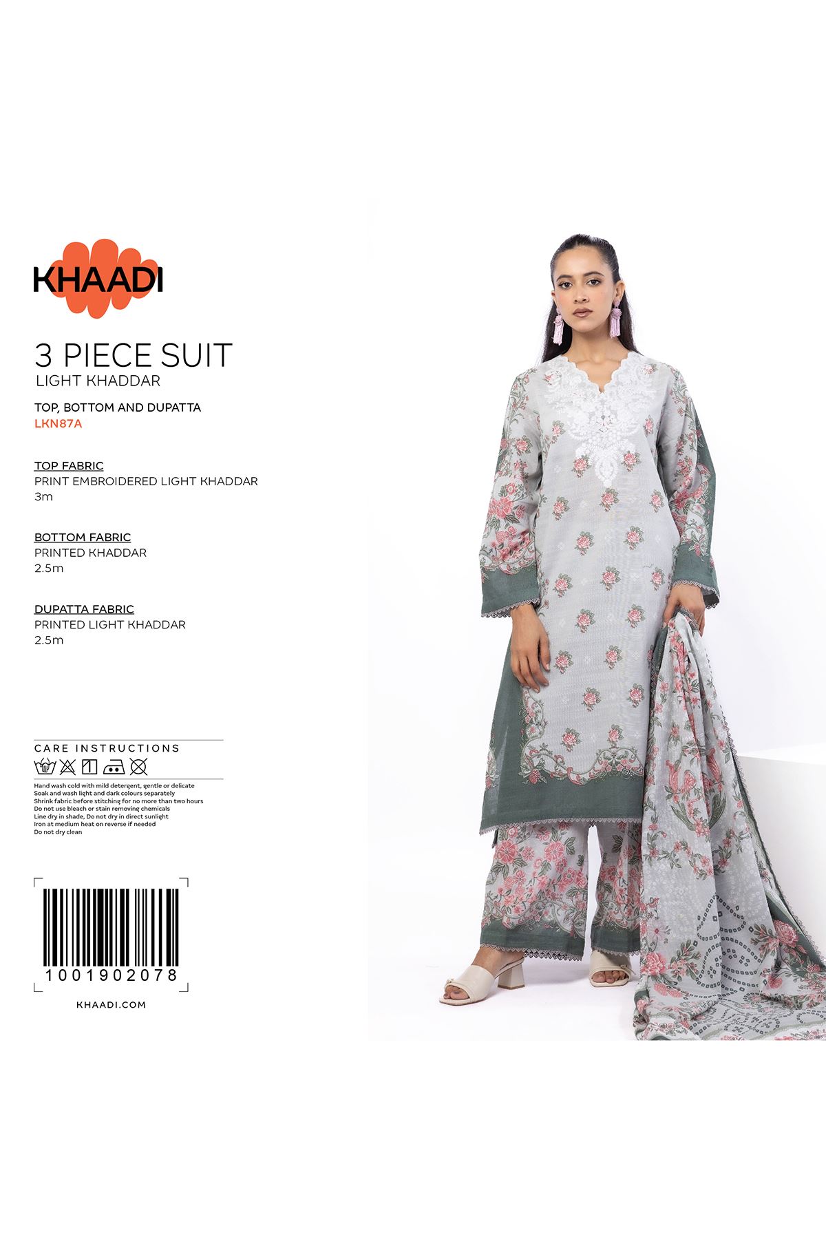 Embroidered Light Khaddar Fabrics 3 Piece - KW33B-VG
