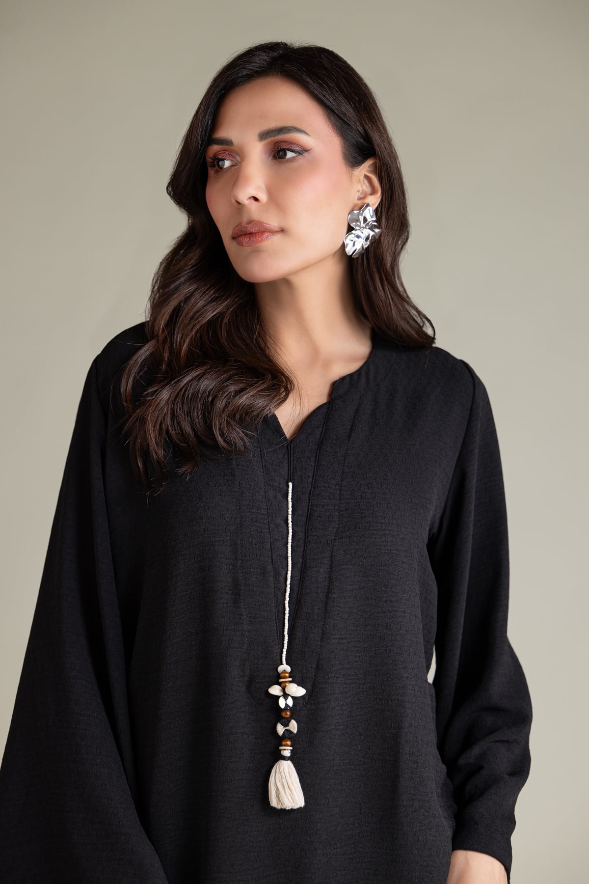 Dyed Textured Georgette Solid Black Kurta - 1-26-228-A-I2-VG