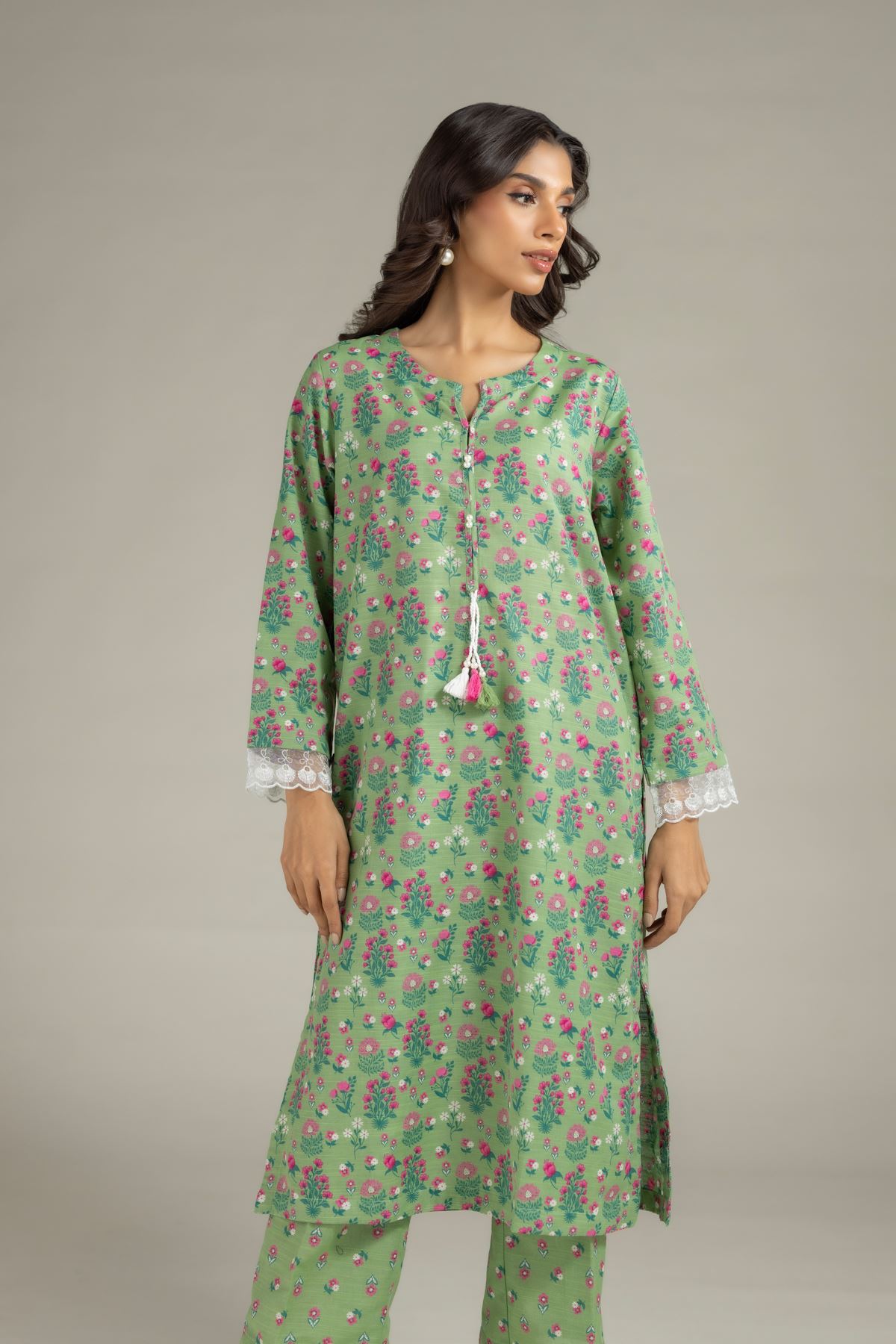 Printed Textured Cotton Kurta - OTD4-EX22-10TA-VG