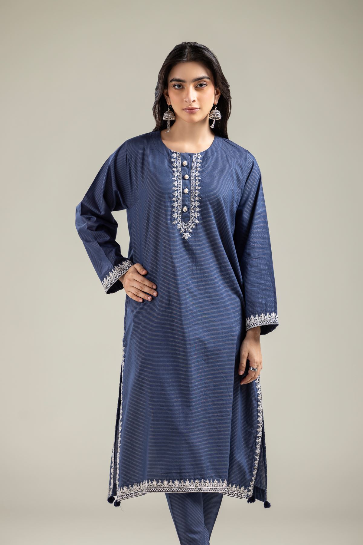 Embroidered Mesuri Messuri Round-Neck Kurta - 1-26-142-A-A-VG
