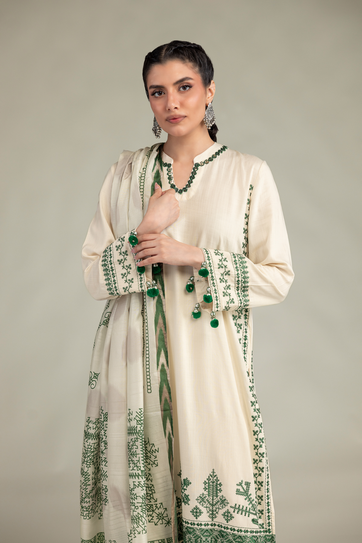 Embroidered Polyester Silk Polyster Silk Dupatta - 1-26-102-A-F-VG