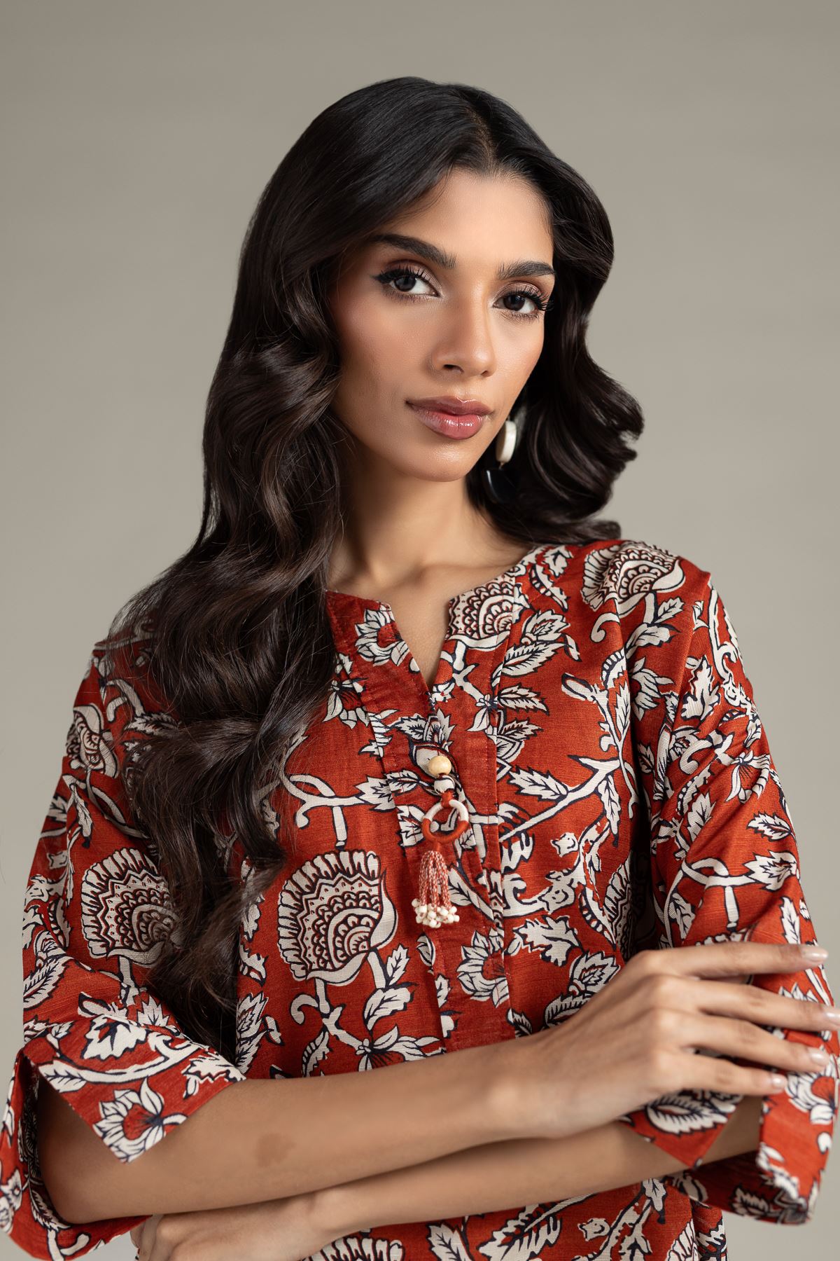 Printed Textured Cotton Kurta - 25-10-12E7-04TA-VG