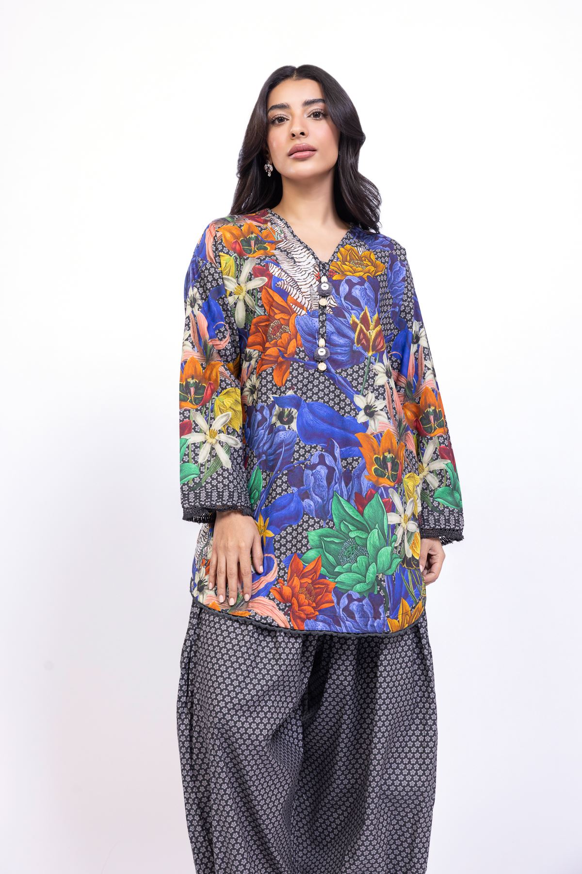 Printed Cotton Viscose Kurta - 25-04EX14-07TA-VG