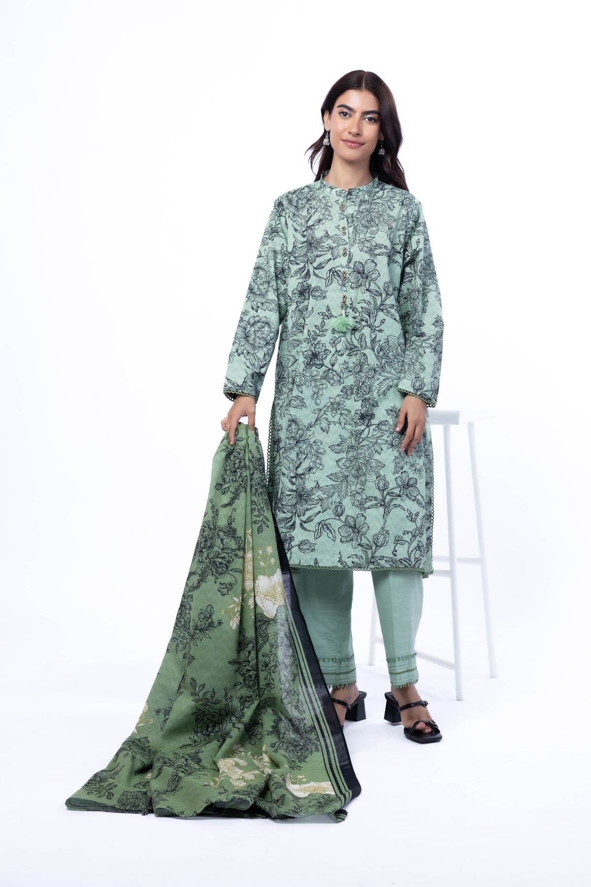Printed Light Khaddar Fabrics 3 Piece - 1001902039