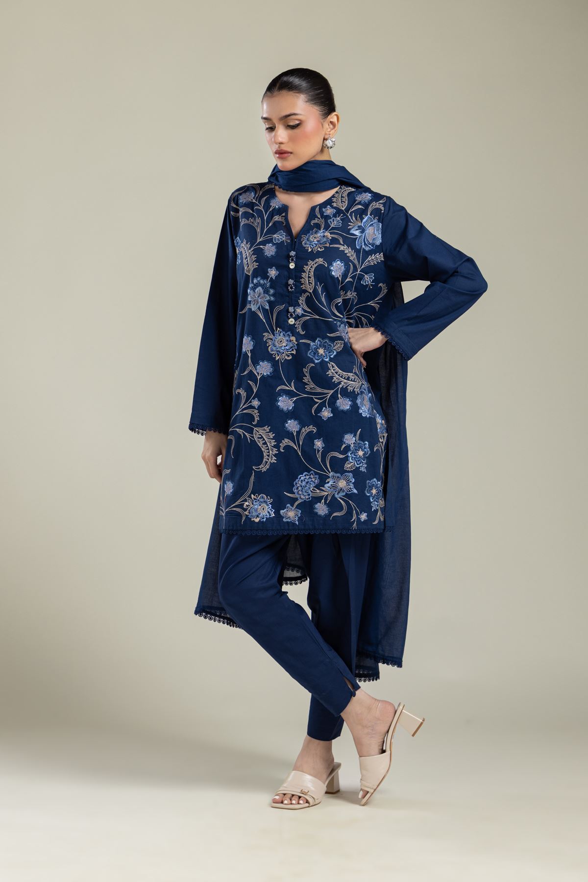 Embroidered Cambric Solid Cambric Shalwar - 25-09-11E3-12TB-VG