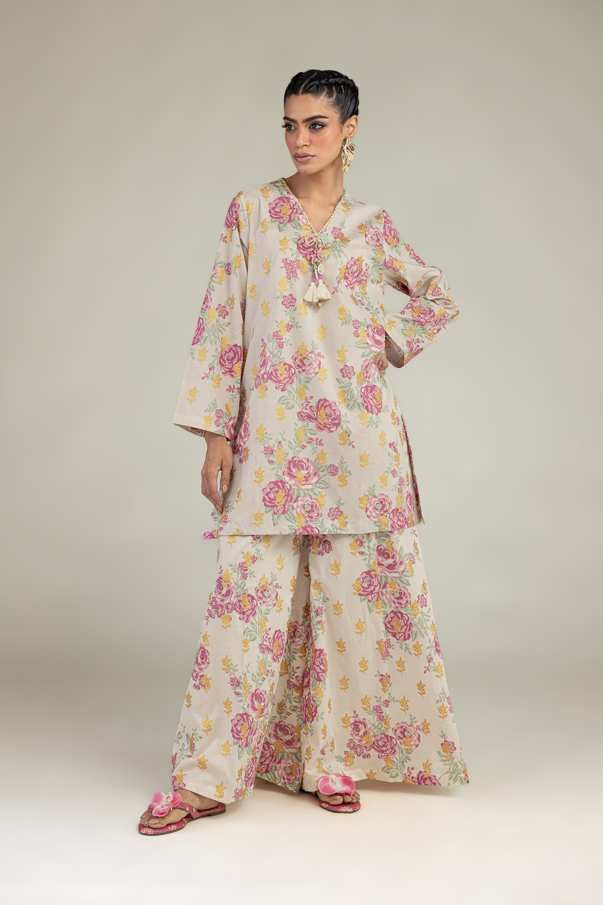 Printed Cambric Floral Cambric Kurta - 1-26-236-A-I2-VG