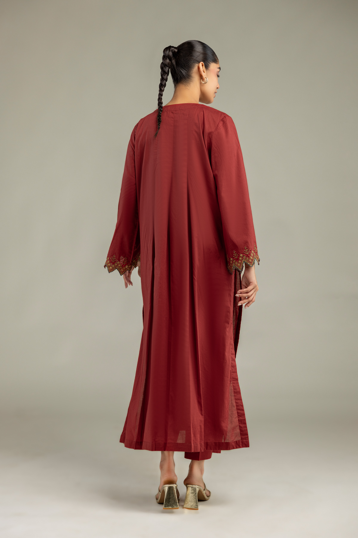 Embroidered Cambric Long Cambric Kurta - 1-26-102-A-F-VG