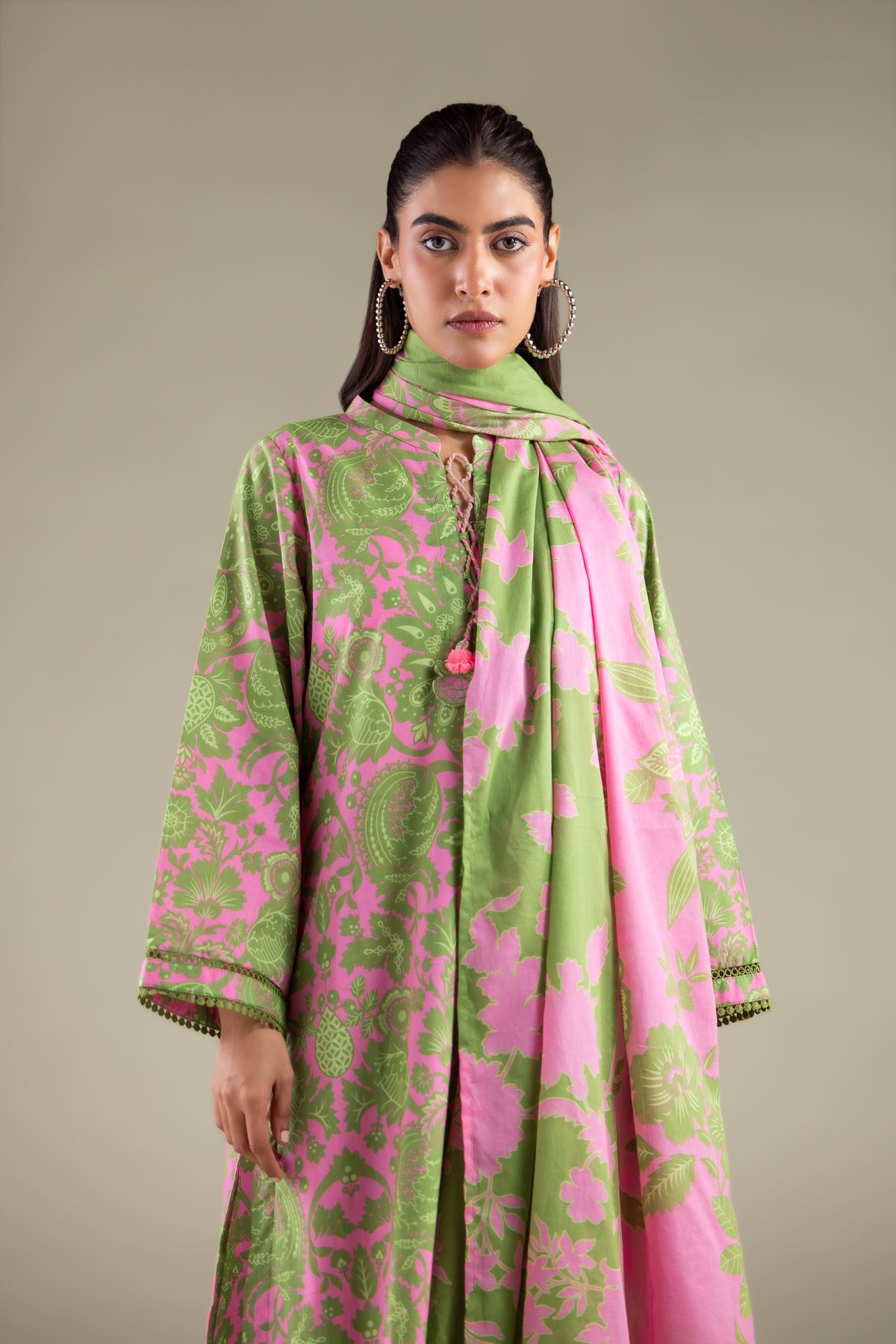 Printed Lawn Floral Summer Dupatta - 1-26-125-A-F-VG