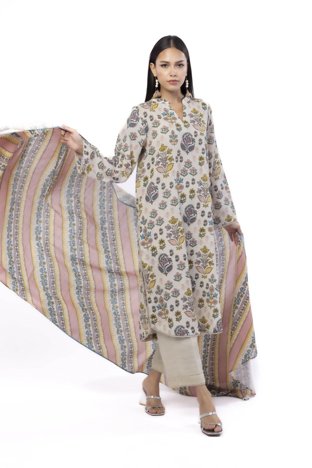 Printed Khaddar Fabrics 3 Piece - MT23A-VG