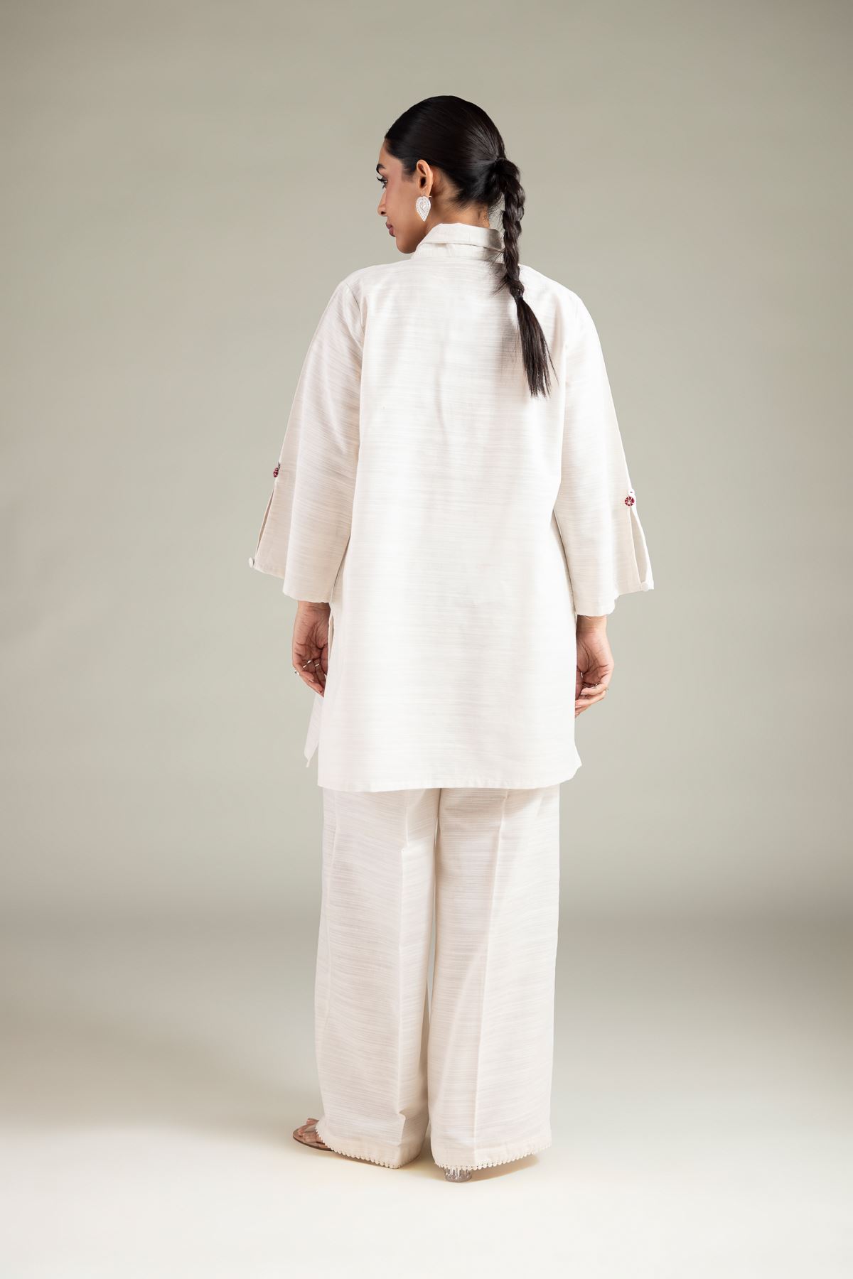 Dyed Textured Cotton Short Drawstring Kurta - 1-26-146-A-D-VG