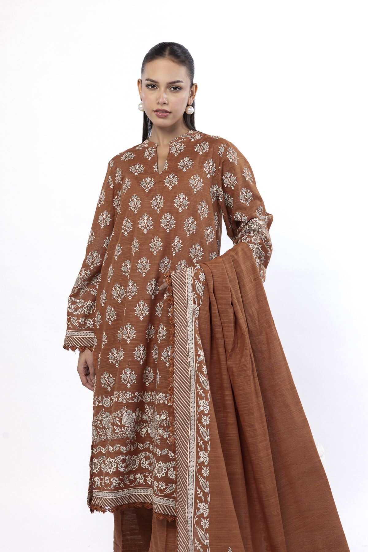 Printed Slub Cotton Tailored 3 Piece - LKN99AST-VG