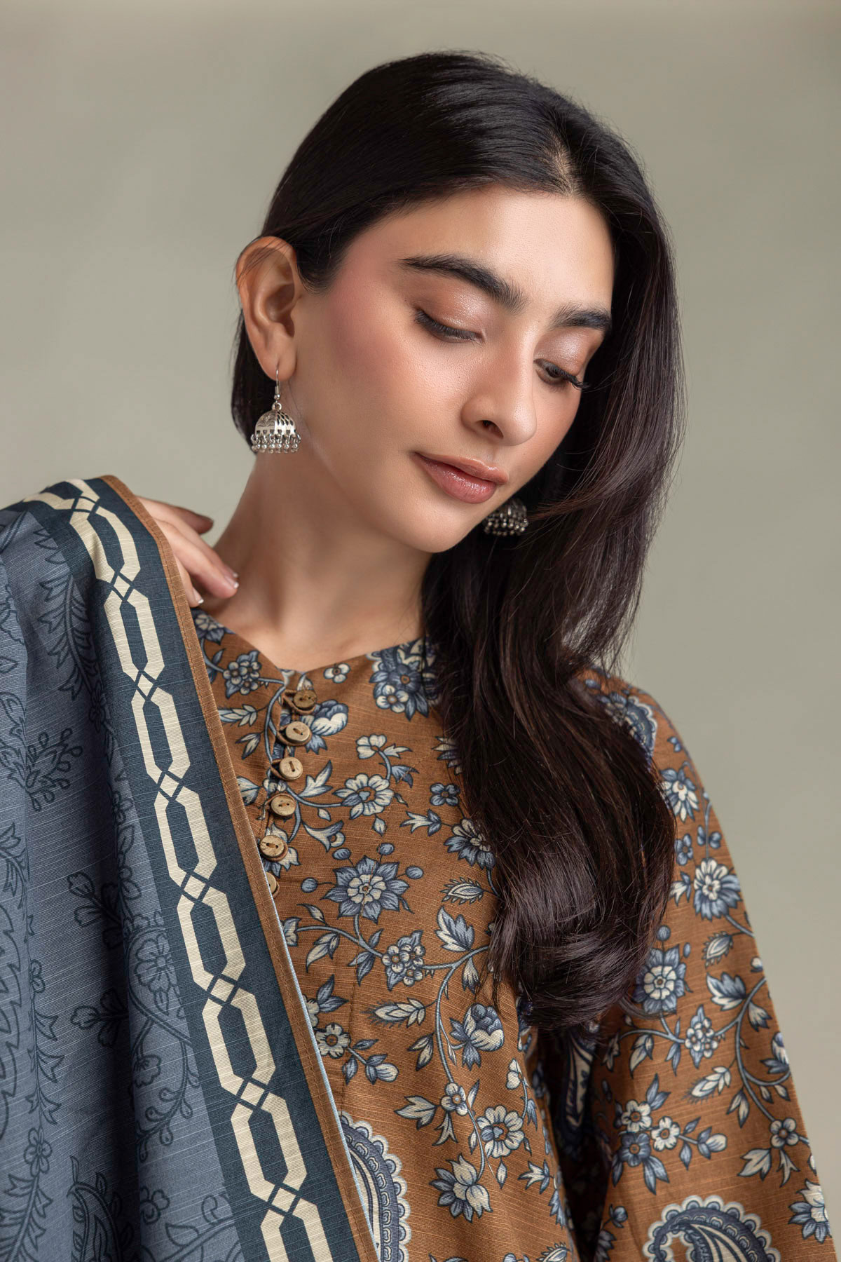 Printed Light Khaddar 3 Piece Tailored - 2-26-308-A-G1-VG