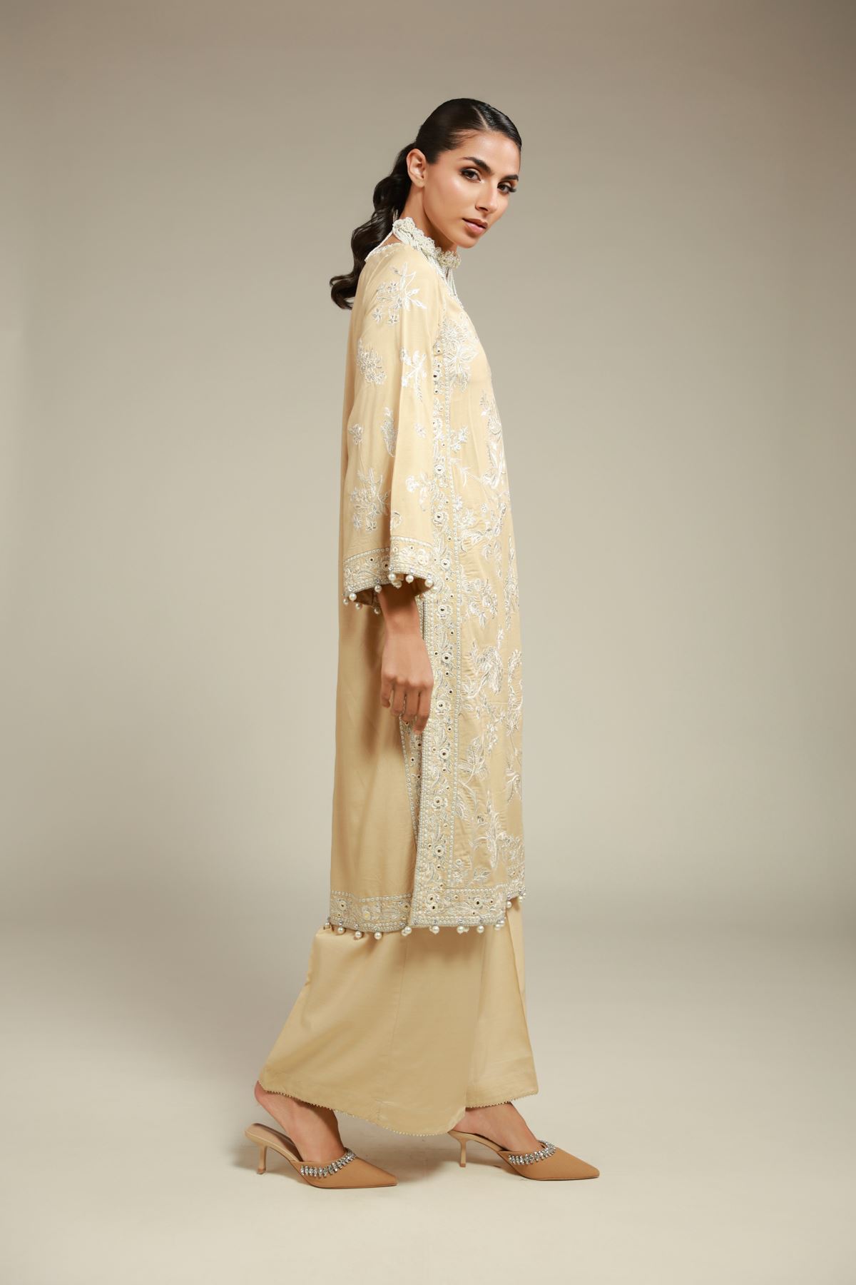 Embroidered Raw Silk Kurta - 25-12-12S4-12TA-VG