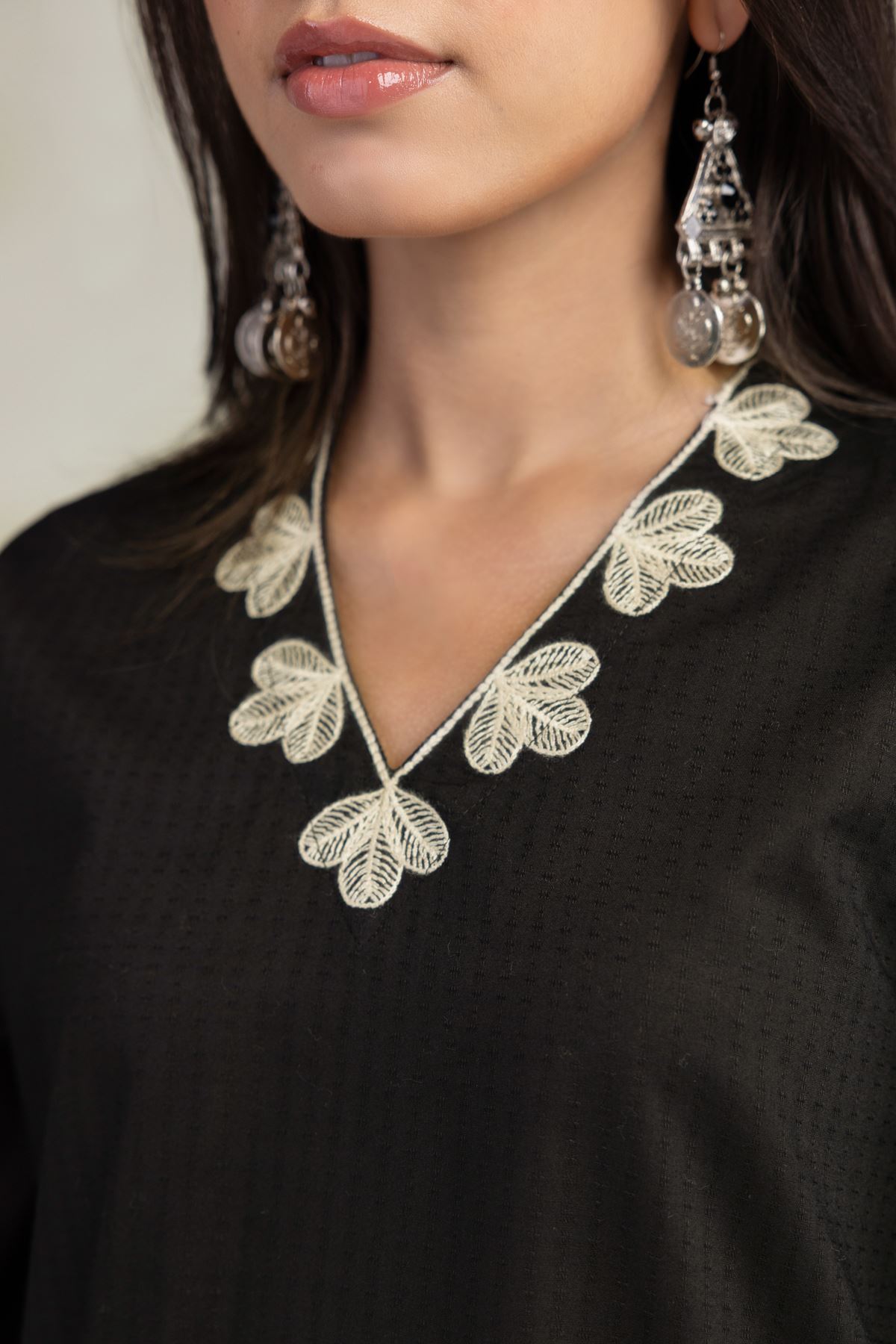 Embroidered Cotton Dobby Black Cotton Kurta - 1-26-225-A-C1-VG