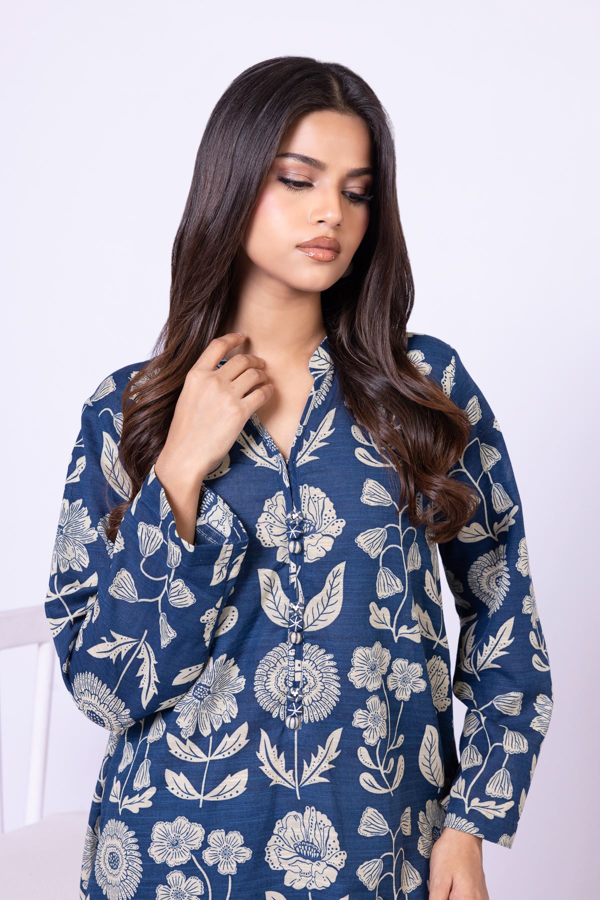 Printed Khaddar Kurta - 25-09-10E1-09TB-VG