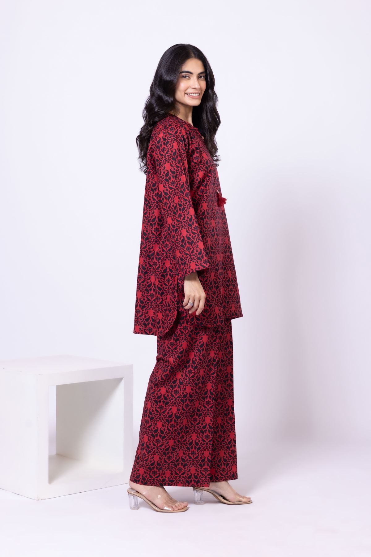 Printed Khaddar Kurta - 25-09-11E5-02TA-VG