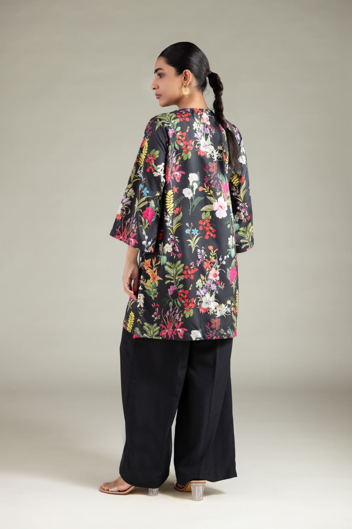 Printed Polyester Silk Kurta - 1-26-143-A-F-VG