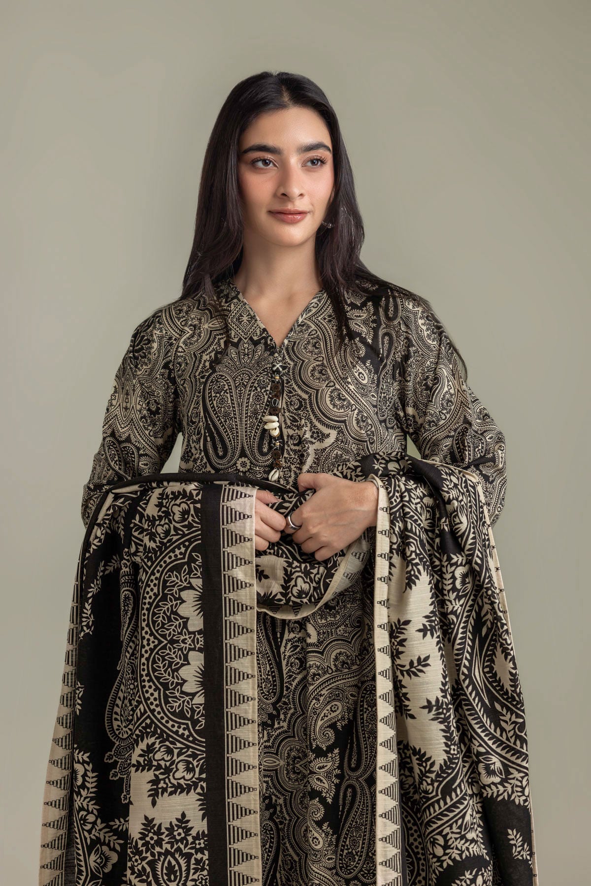 Printed Light Khaddar 3 Piece Tailored - 2-26-308-A-G1-VG