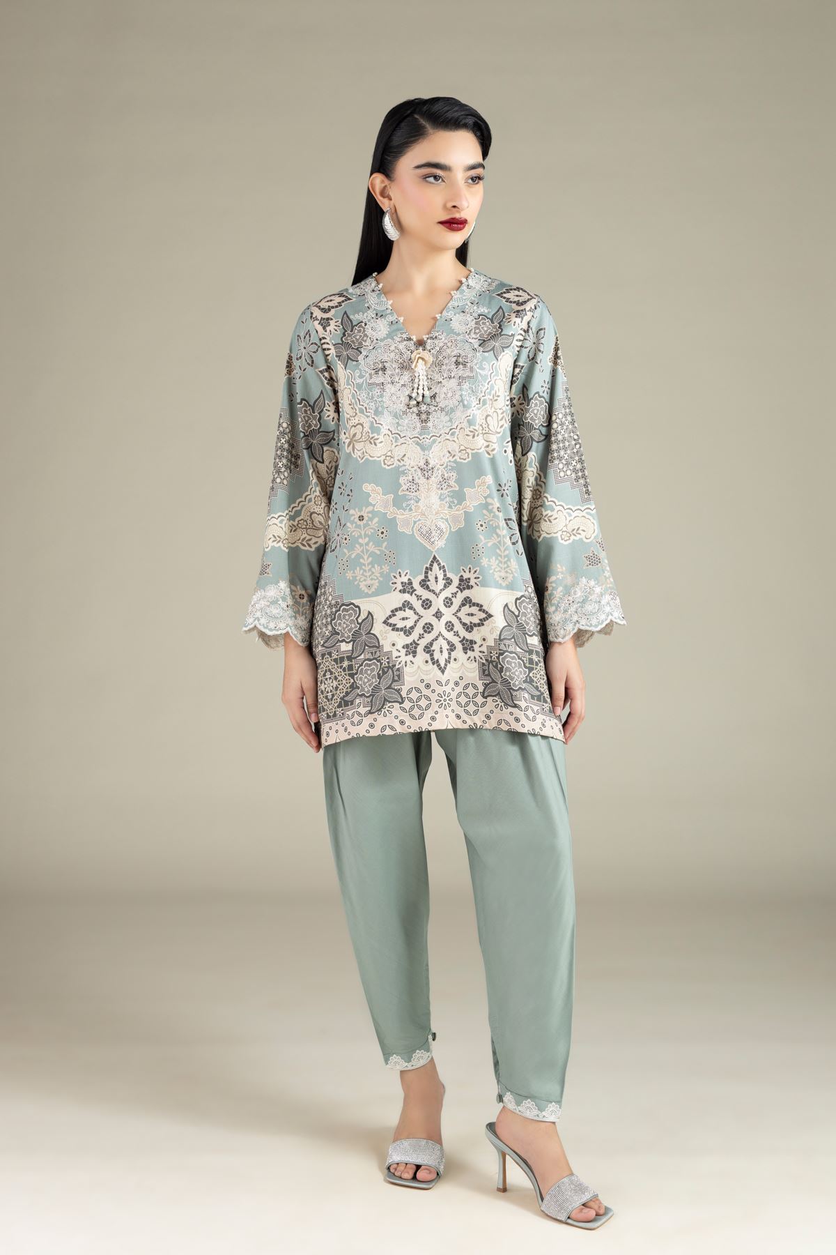 Embroidered Raw Silk Kurta - R-25-02E22-01TA-VG