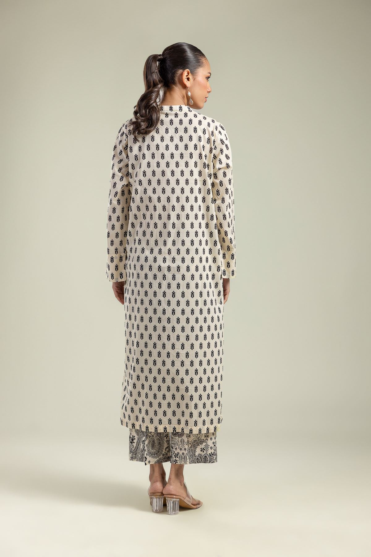 Printed Cambric Cambric V-Neck Kurta - 26-01-2E1-01TA-VG