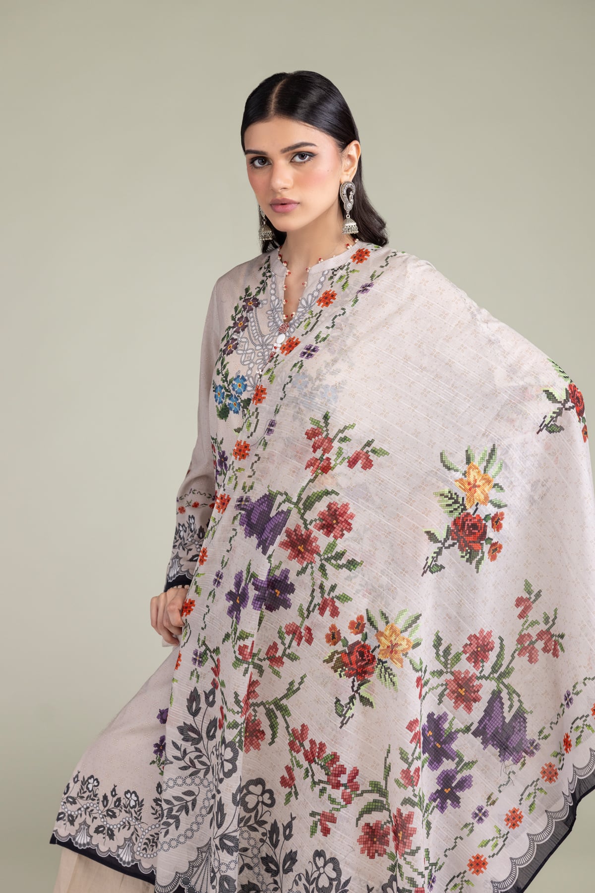 Printed Lawn Fabrics 3 Piece - 1-26-102-A-F-VG