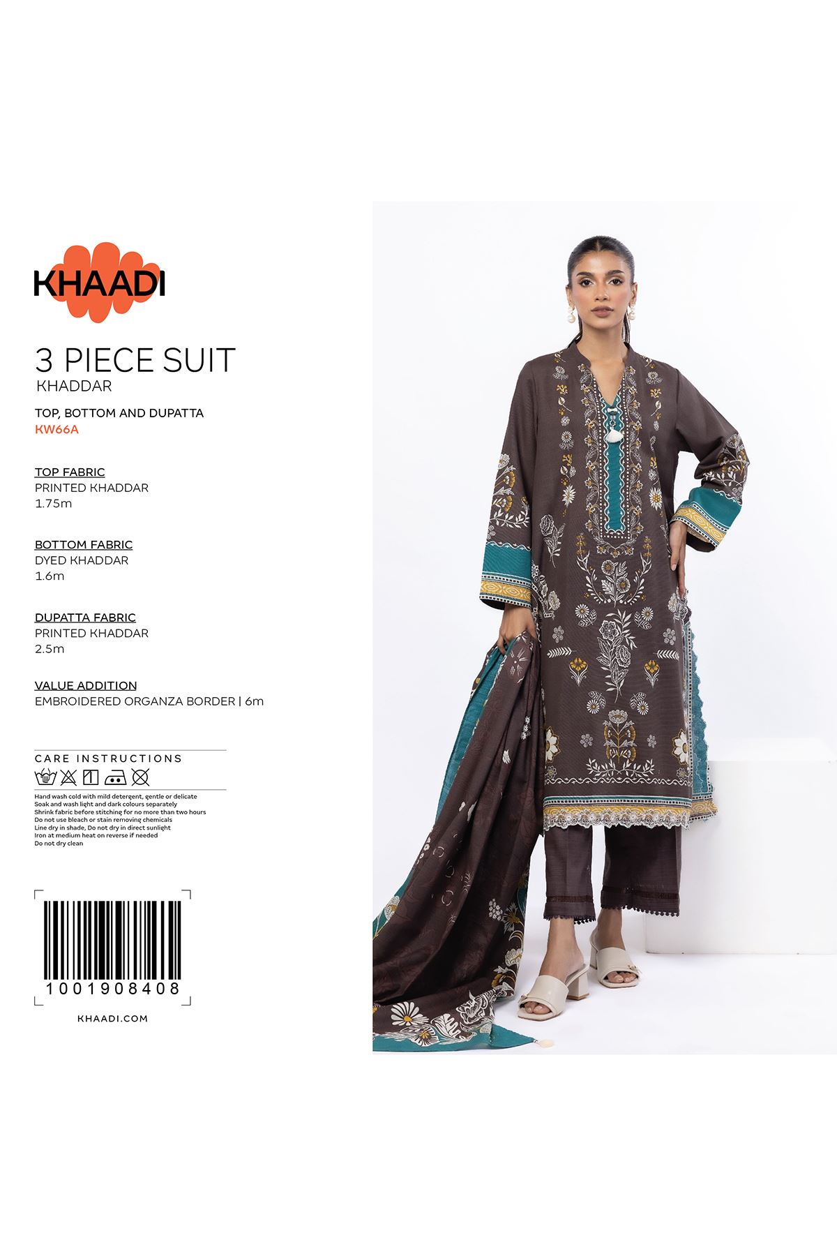 Embroidered Khaddar Fabrics 3 Piece - A22-26-102FG1-VG