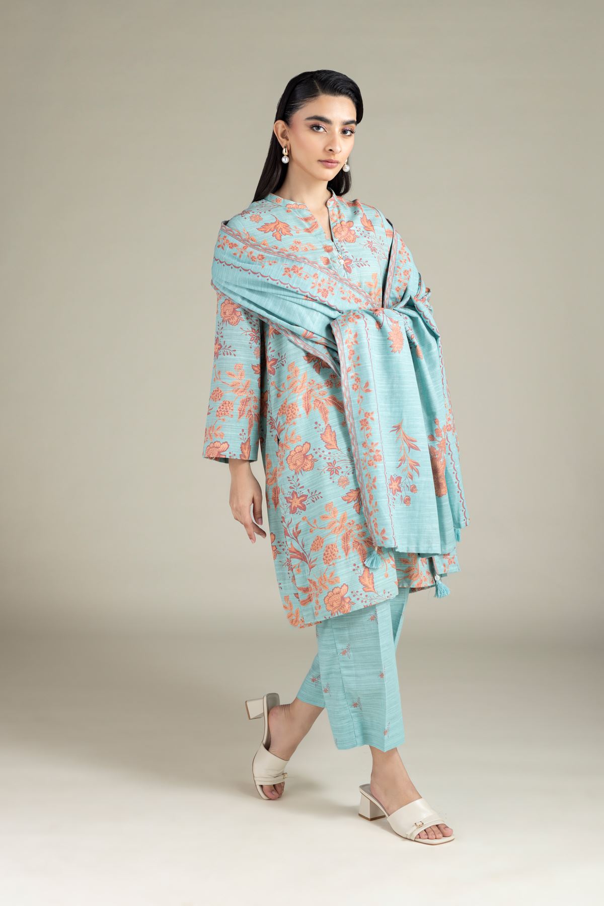 Printed Textured Cotton Dupatta - 25-10-10S6-03TA-VG